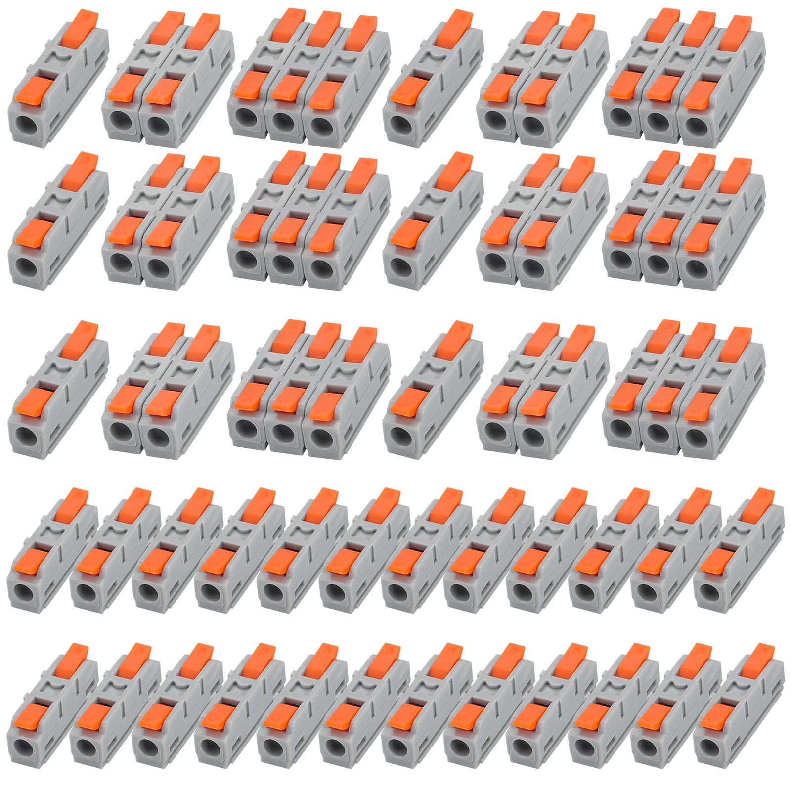 60PCS Lever Wire Connectors Kit, Mini Quick Wire Splice Connectors Push-in, 2/3/4/5/6 Port, 1 in 1 Out Electrical Wire Butt Splice Inline Terminals, 24-12 AWG