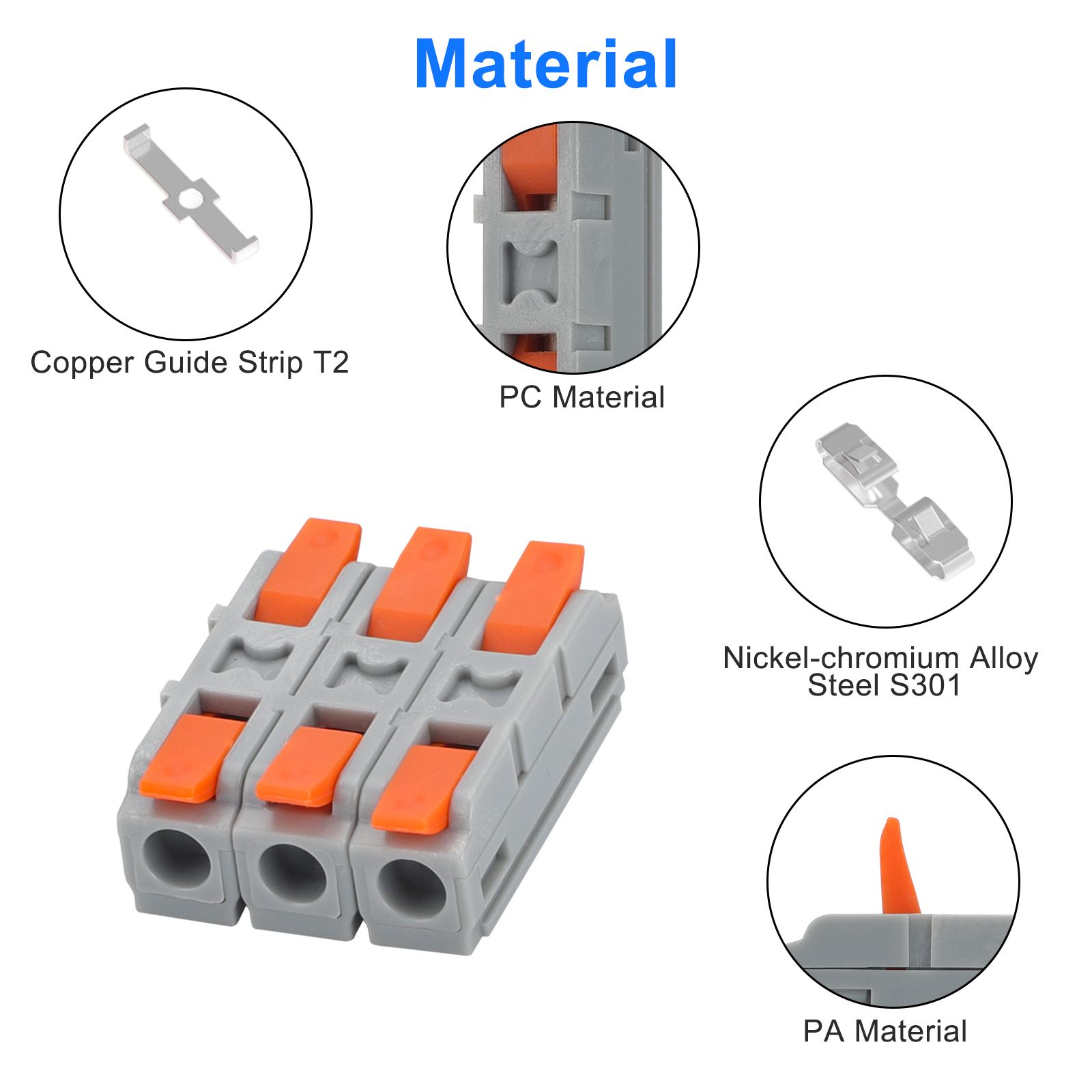 60PCS Lever Wire Connectors Kit, Mini Quick Wire Splice Connectors Push-in, 2/3/4/5/6 Port, 1 in 1 Out Electrical Wire Butt Splice Inline Terminals, 24-12 AWG