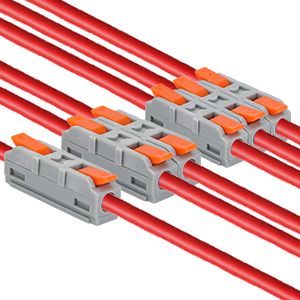 60PCS Lever Wire Connectors Kit, Mini Quick Wire Splice Connectors Push-in, 2/3/4/5/6 Port, 1 in 1 Out Electrical Wire Butt Splice Inline Terminals, 24-12 AWG