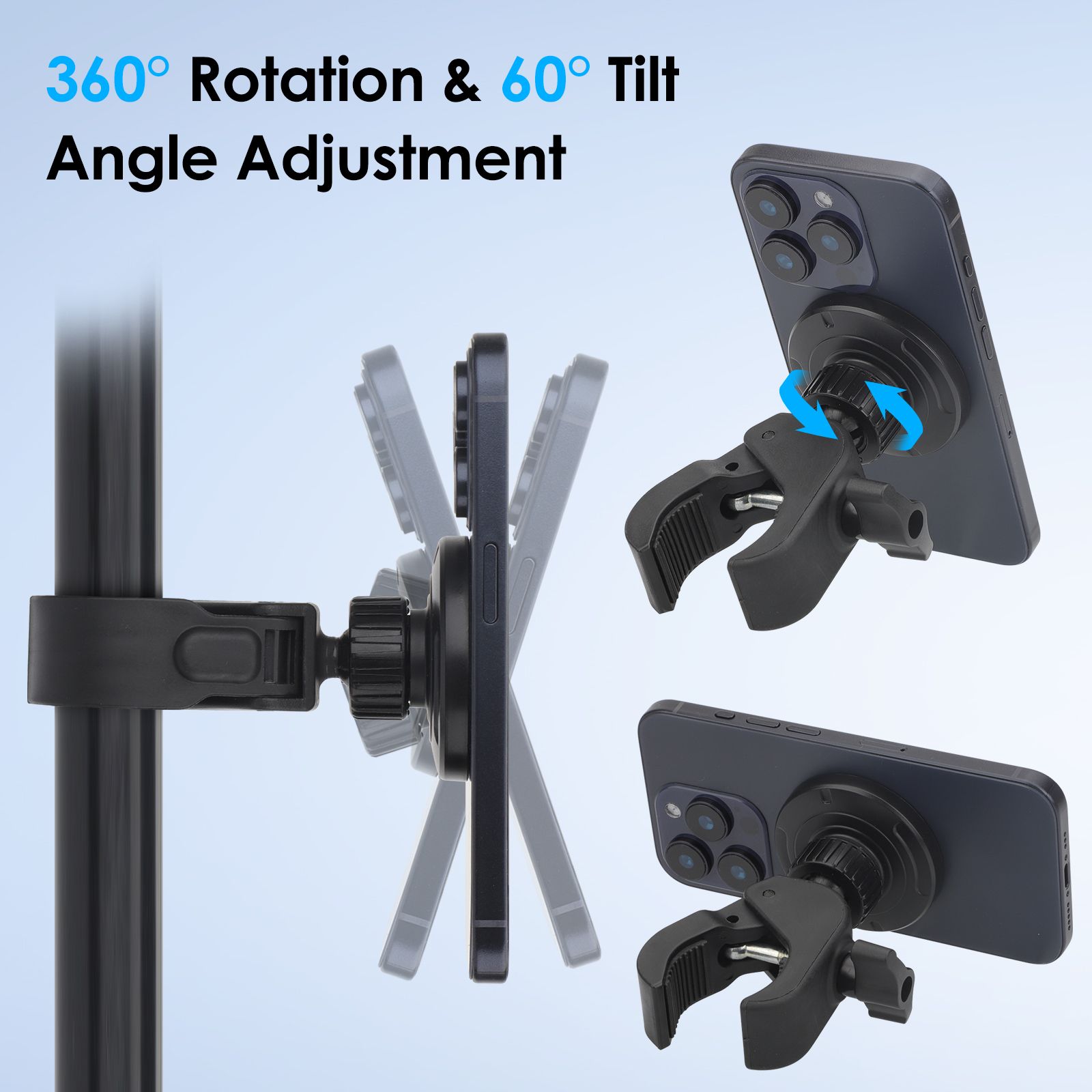 Bike Phone Holder, Magnetic Motorcycle Handlebar Phone Mount for iPhone Magsafe and All Smartphones, for Stationary Exercise Bike Treadmill Gym Fitness Equipment