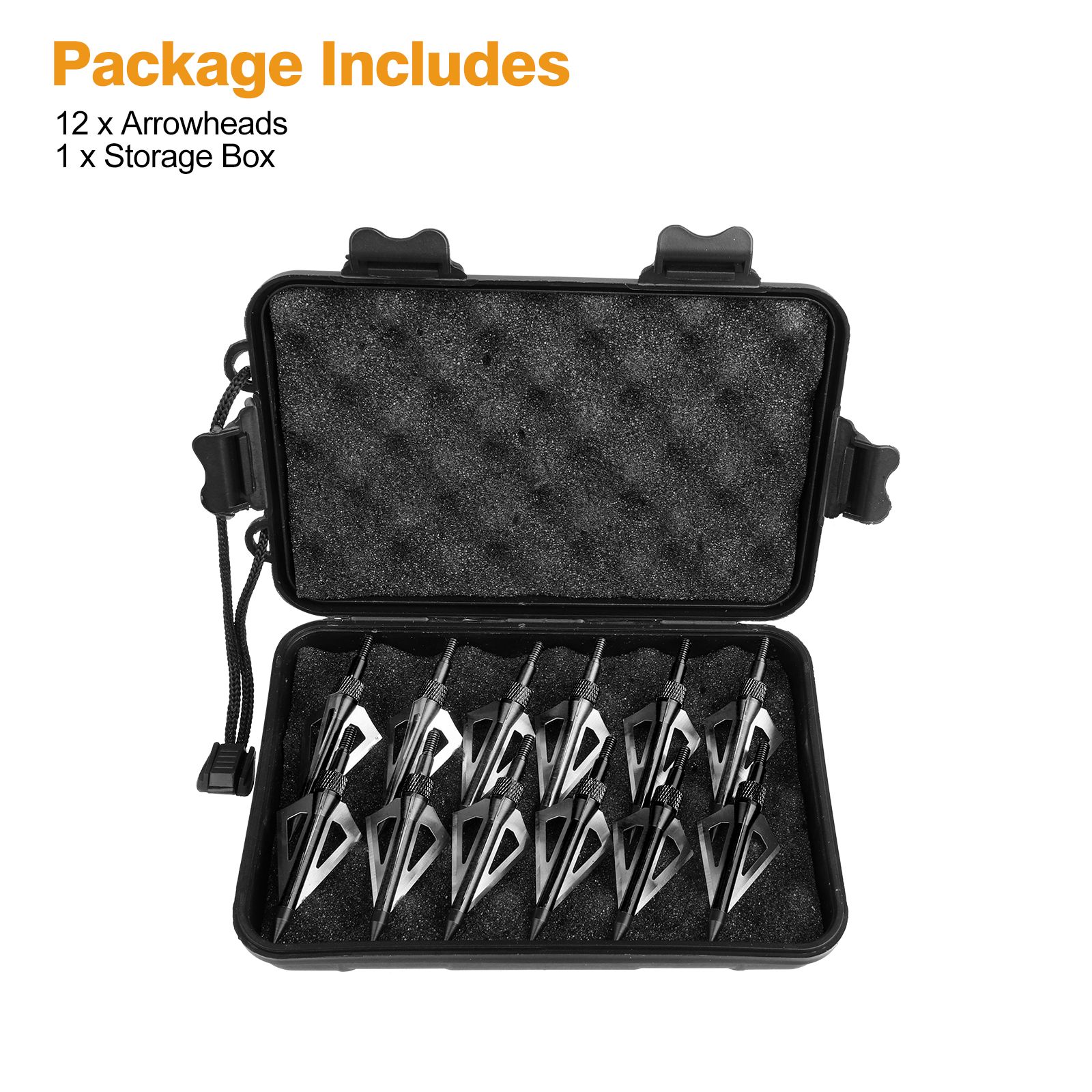 12 Pcs Hunting Broadheads, 3 Blades Archery Broadheads 100 Grain Hunting Screw-in Arrow Tips Compatible with Crossbow and Compound Bow