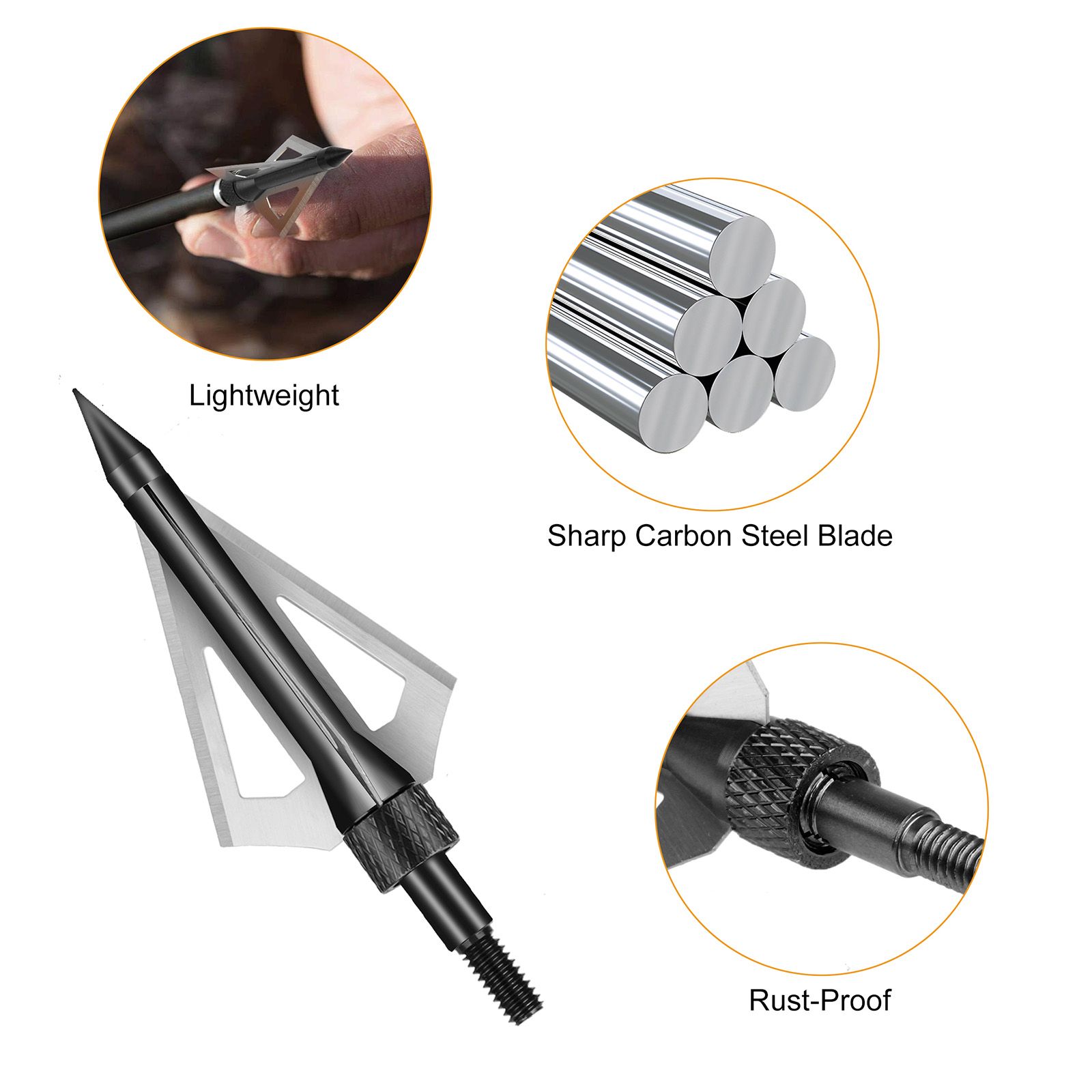 12 Pcs Hunting Broadheads, 3 Blades Archery Broadheads 100 Grain Hunting Screw-in Arrow Tips Compatible with Crossbow and Compound Bow