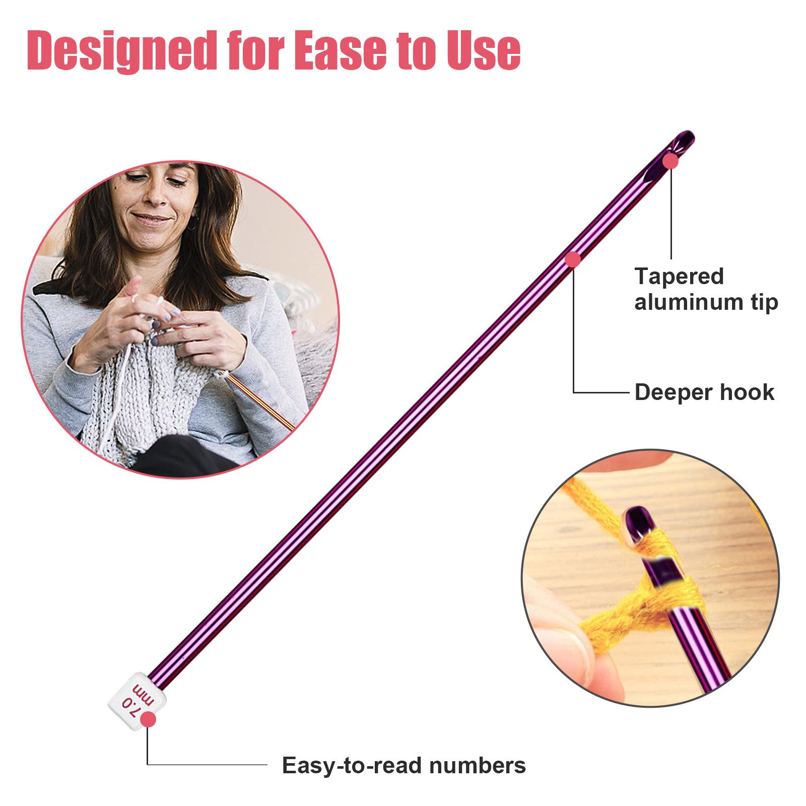 11pcs Long Crochet Hooks, Tunisian Crochet Hooks, Multi-Coloured Afghan Crochet Needles for Crocheting, 2 mm (B)-8 mm (L), Crochet Hooks Knitting Tools Set Ideal for Crochet Lovers & Beginners