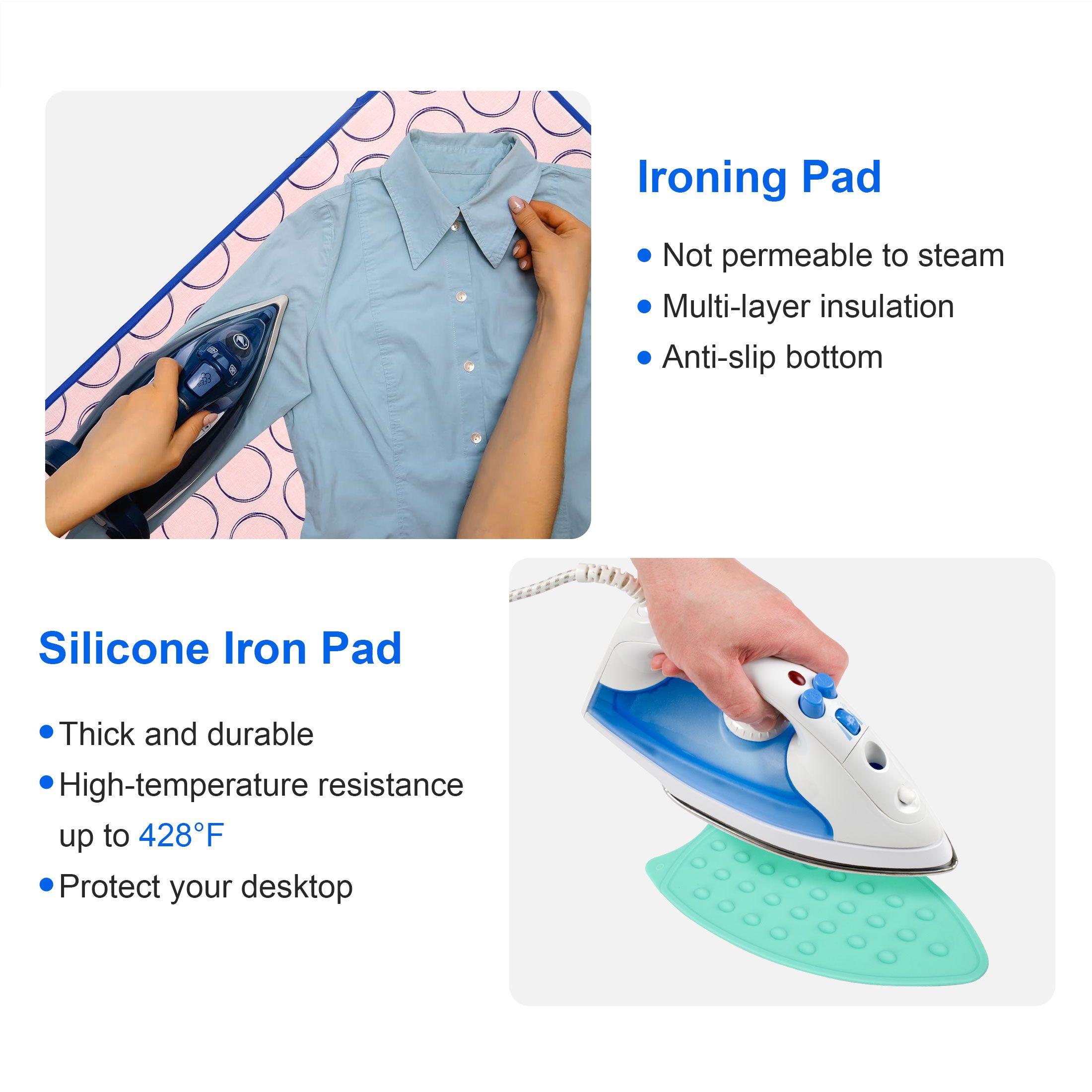 Ironing Mat, Portable Travel Ironing Blanket, Thickened Heat Resistant Ironing Pad for Table Top, Washer, Dryer