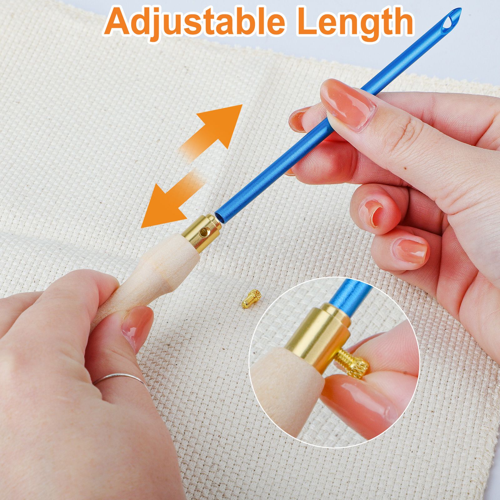 35pcs Punch Needle Embroidery Kit, Adjustable Wooden Handle Punch Needle Stitching Tool