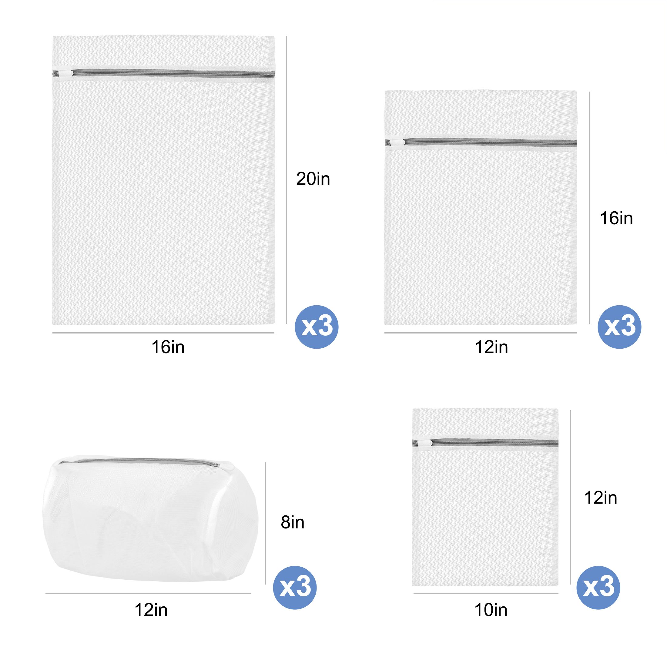 12pcs Mesh Laundry Bags, Lingerie Bags for Washing Delicates, Clothing Wash Bags, Garment Bag for Washing Machine