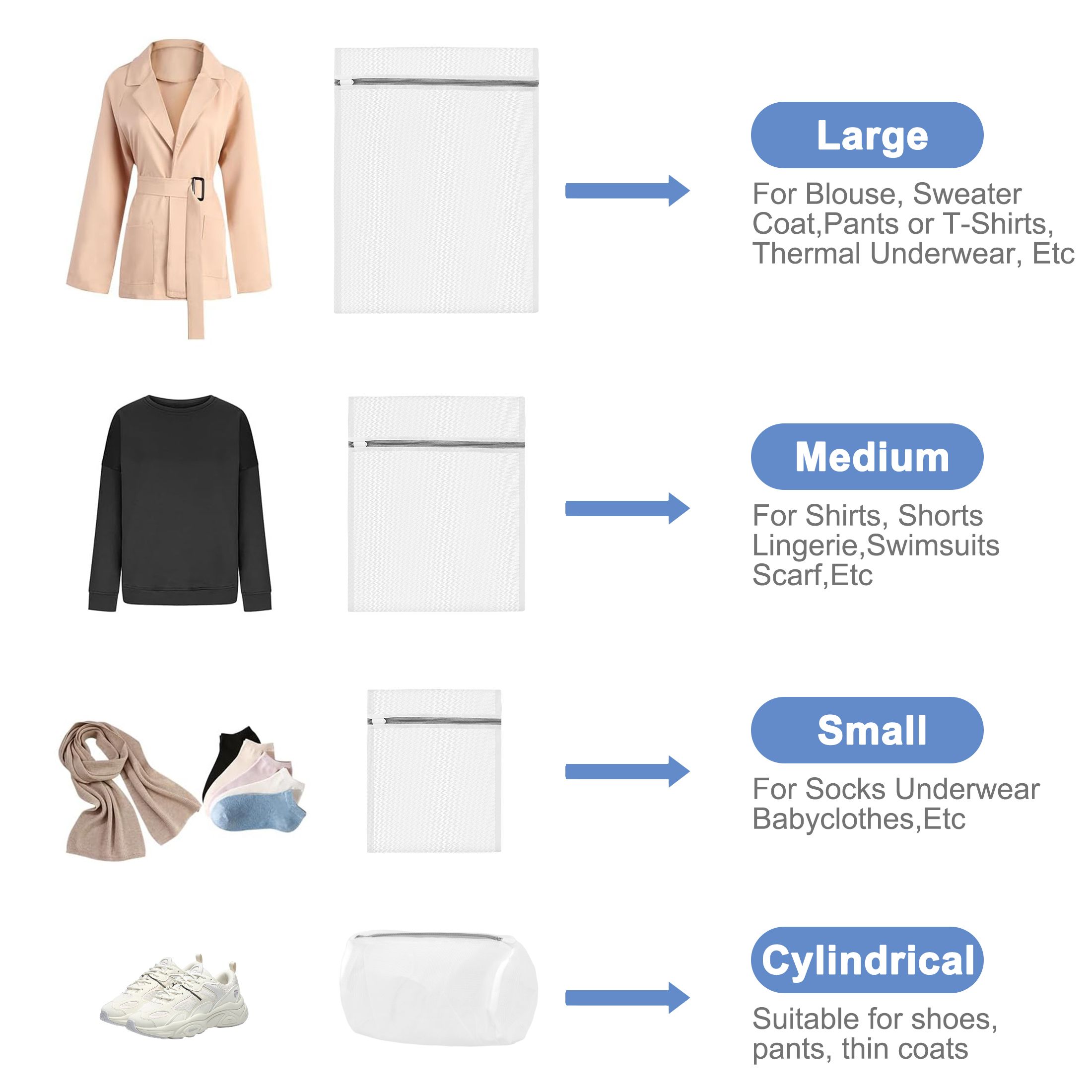 12pcs Mesh Laundry Bags, Lingerie Bags for Washing Delicates, Clothing Wash Bags, Garment Bag for Washing Machine