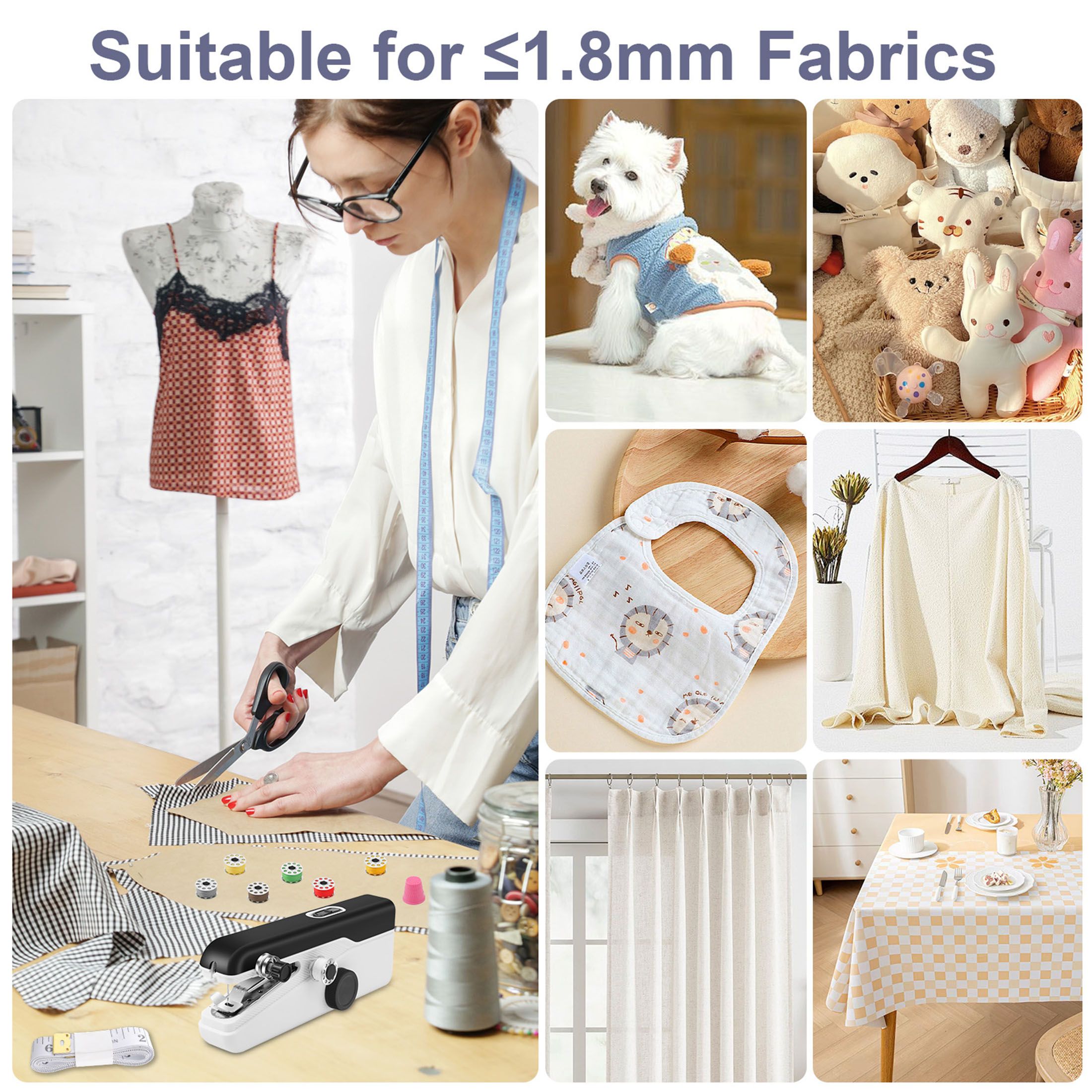 Mini Portable Handheld Sewing Machine, Quick Electric Stitch with Sewing Kit, Includes Scissors, Wire, and Measuring Tape