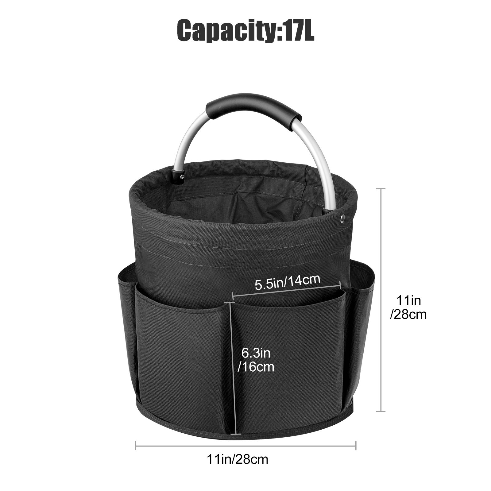 Garden Tool Bag, Foldable Garden Tote Storage Bag with 6 Pockets, Heavy Duty Standable Garden Tool Kit Holder