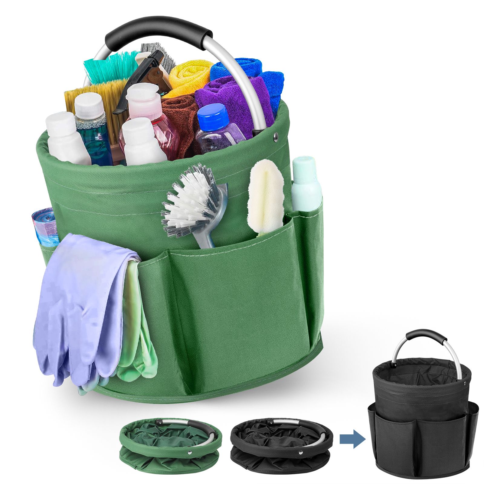 Garden Tool Bag, Foldable Garden Tote Storage Bag with 6 Pockets, Heavy Duty Standable Garden Tool Kit Holder