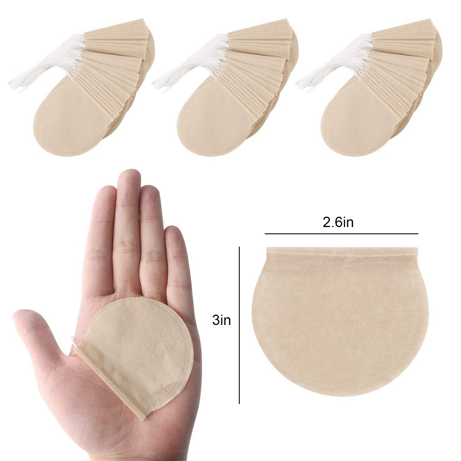 300pcs Empty Tea Bags, 7.6 x 6.6cm Disposable Tea Filter Bags for Loose Leaf, Natural Unbleached Tea Coffee Bags with Drawstring
