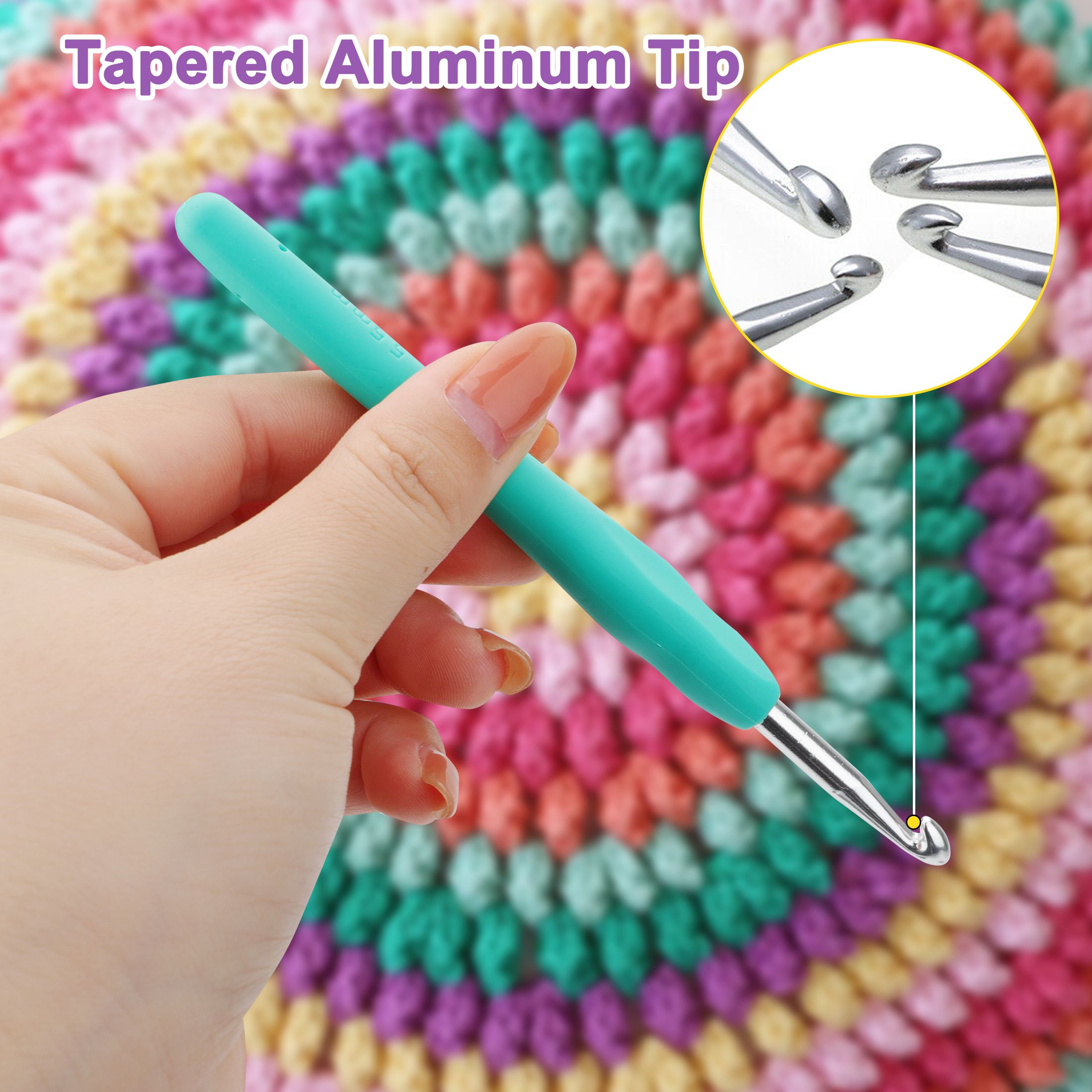 16 Size Crochet Hooks 0.6 - 6mm, Ergonomic Crochet Needle Set with Case for Beginners