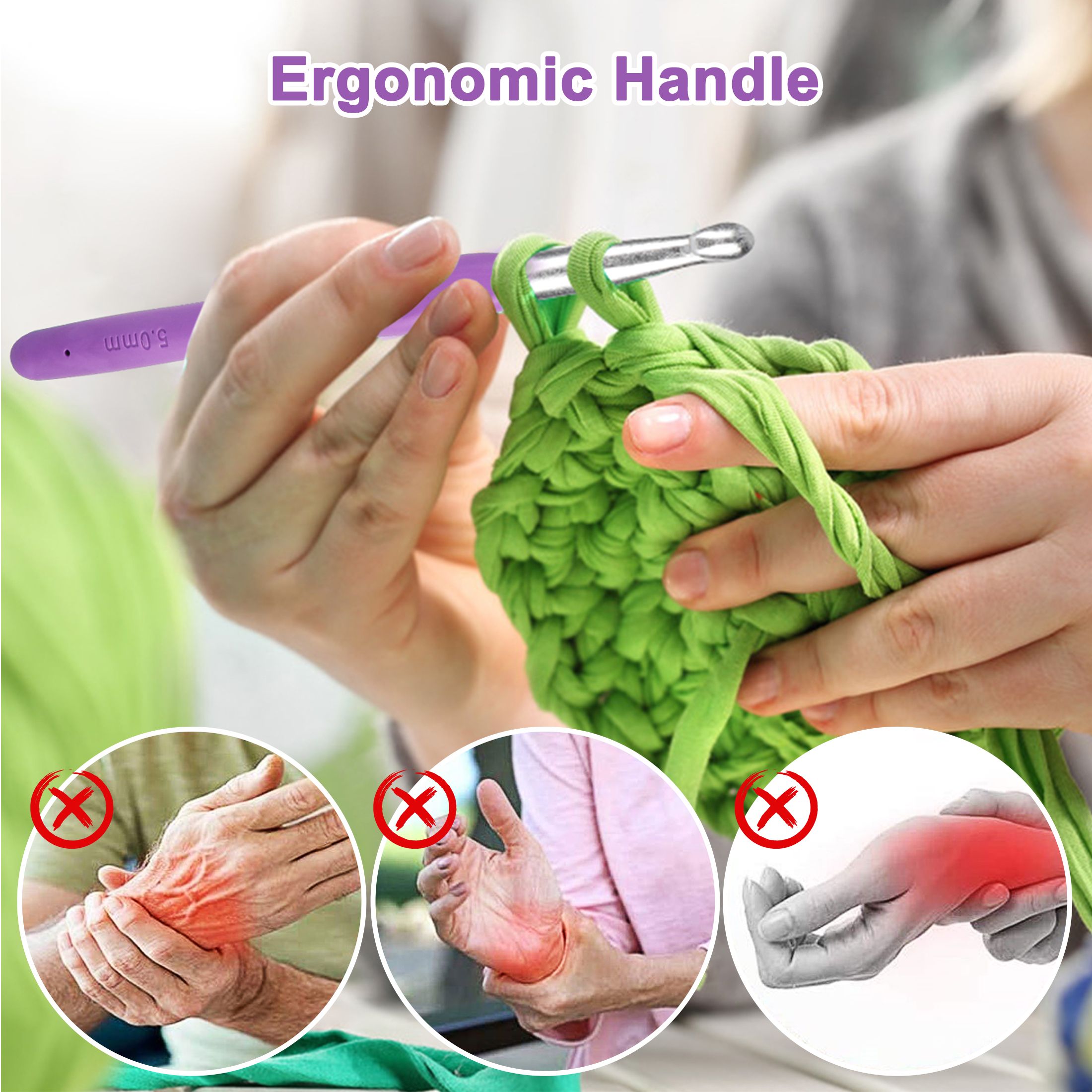 16 Size Crochet Hooks 0.6 - 6mm, Ergonomic Crochet Needle Set with Case for Beginners