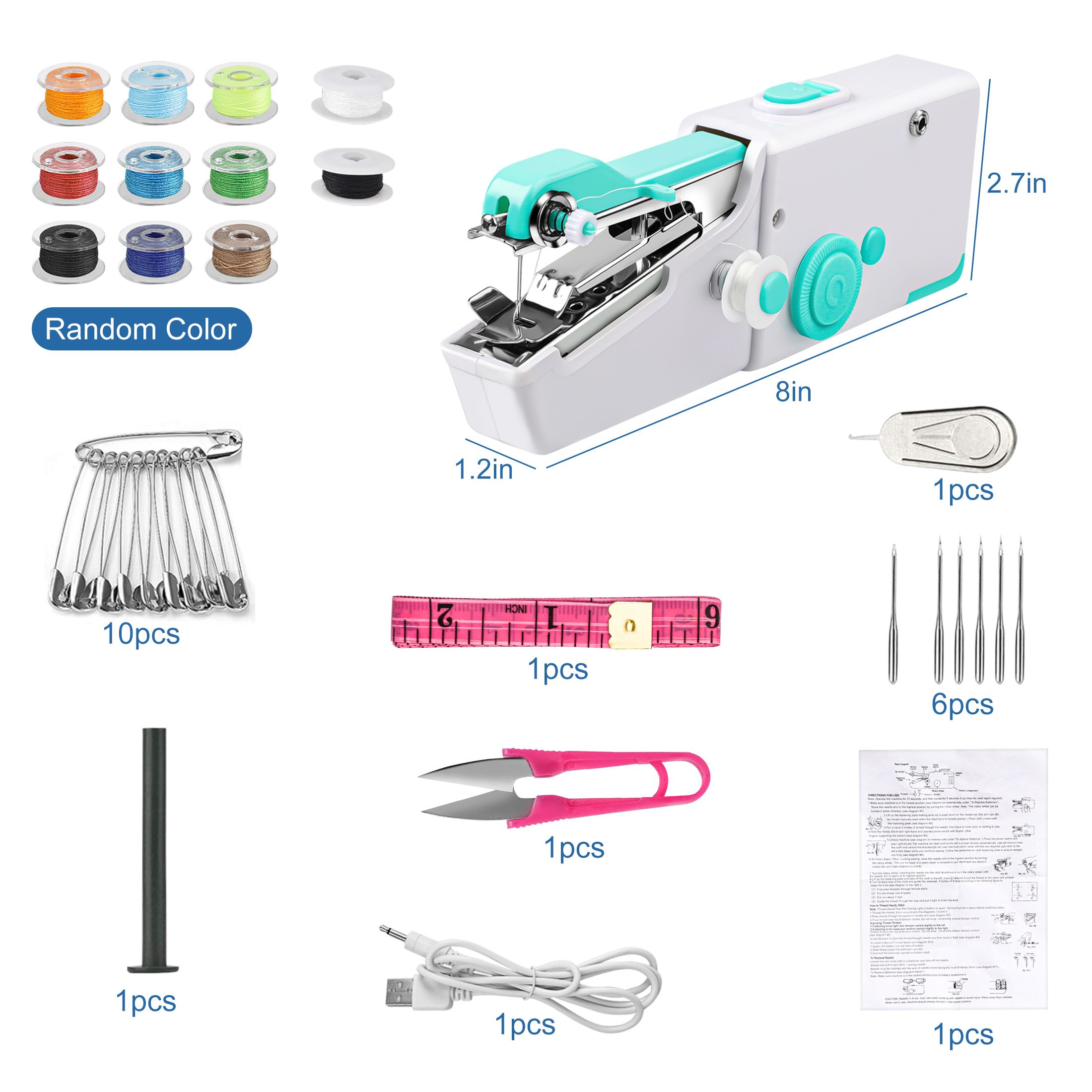 Handheld Sewing Machine for Beginners, Mini Portable Electric Sewing Machine for Quick Stitching Emergency Sewing DIY Crafts, Mother's Day Gifts