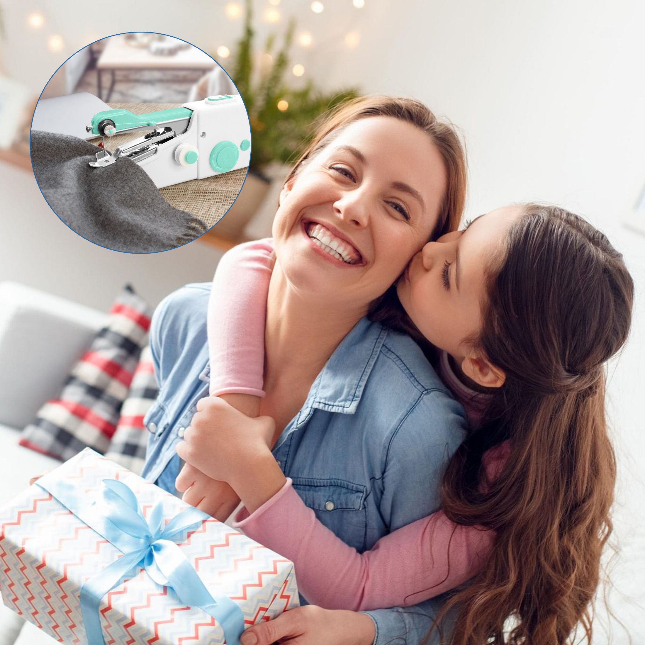 Handheld Sewing Machine for Beginners, Mini Portable Electric Sewing Machine for Quick Stitching Emergency Sewing DIY Crafts, Mother's Day Gifts