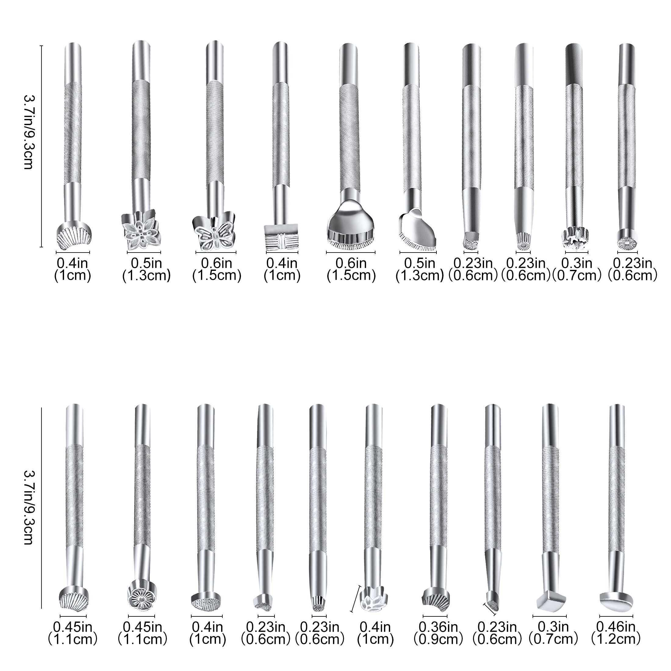 Leather Stamping Tools, 20pcs Leather Working Saddle Making Stamps Set Special Shape Stamp Punch Set Carving Leather Craft Stamp Handmade Art Tools
