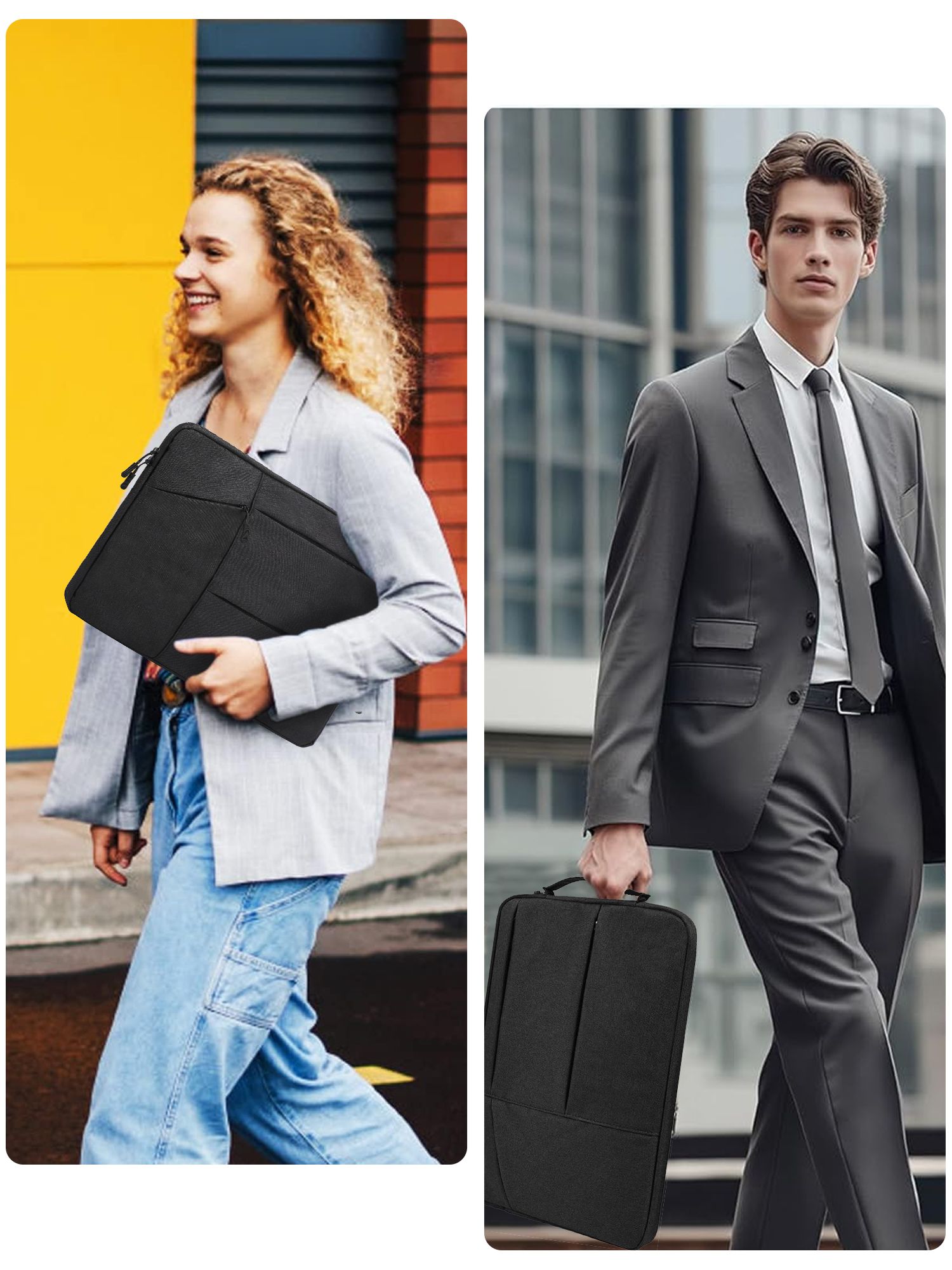 15.6inch Laptop Sleeve Case Computer Carrying Bag Fis for MacBook Pro Lenovo HP Dell, Black