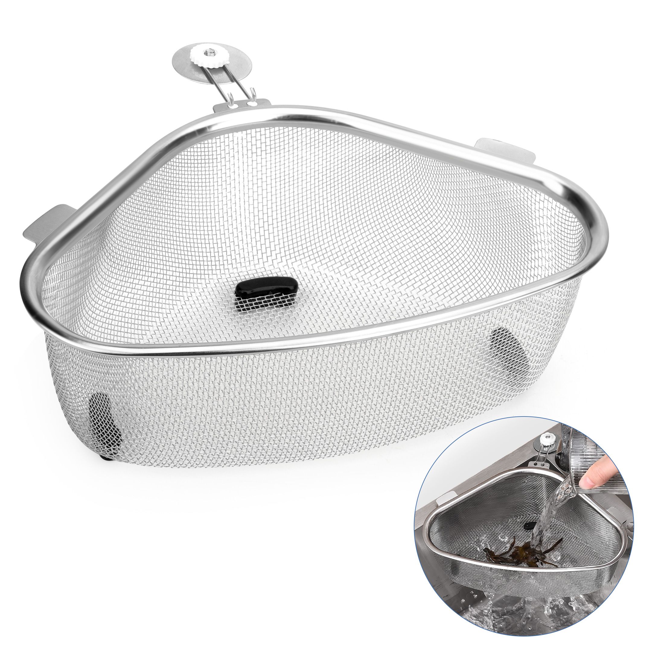 Kitchen Triangle Corner Sink Strainer for Kitchen Sink, Stainless Steel Food Catcher Strainer for Kitchen Waste, Vegetable, Fruits(21.9 x 15.5 x 7.9cm)