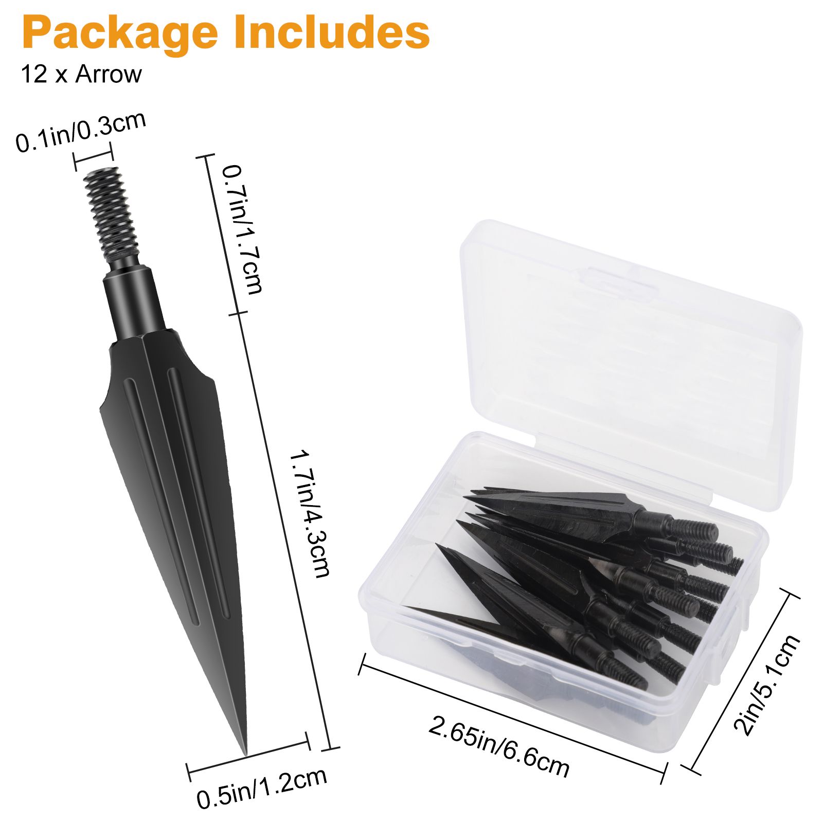 Traditional Broadheads, 12pcs 125 Grains Traditional Hunting Points Screw-in Hunting Arrowheads Solid Metal Arrow Archery Tips for Hunting and Target, Compound, Recurve Bow & Crossbow