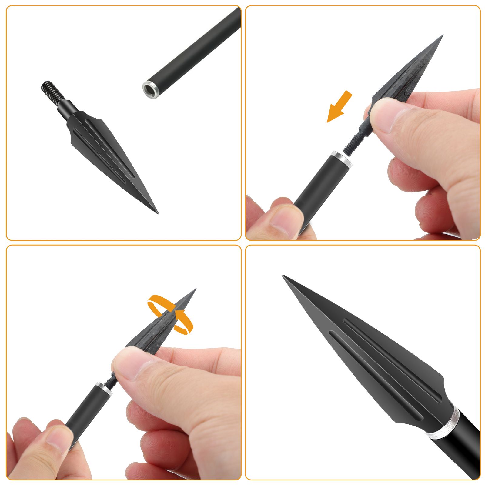 Traditional Broadheads, 12pcs 125 Grains Traditional Hunting Points Screw-in Hunting Arrowheads Solid Metal Arrow Archery Tips for Hunting and Target, Compound, Recurve Bow & Crossbow