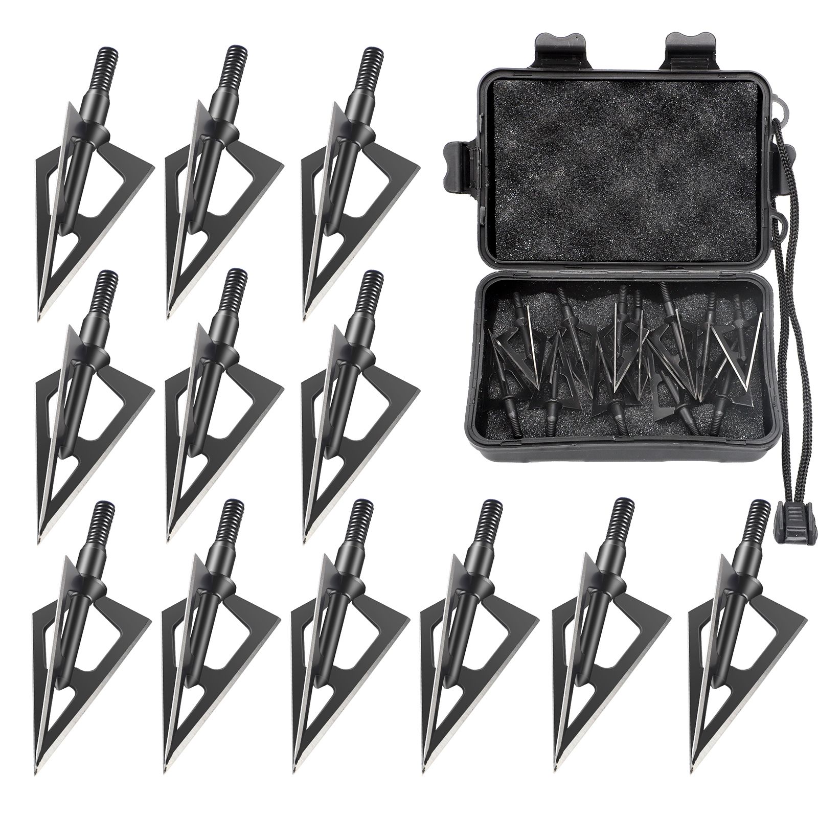 Archery Broadheads, 12pcs 100 Grains Screw in Arrow Archery 3 Blades Hunting Heads Arrow Tips Compatible Crossbow& Compound Bow