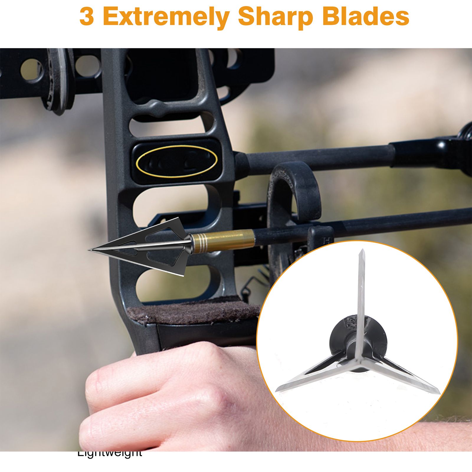 Archery Broadheads, 12pcs 100 Grains Screw in Arrow Archery 3 Blades Hunting Heads Arrow Tips Compatible Crossbow& Compound Bow