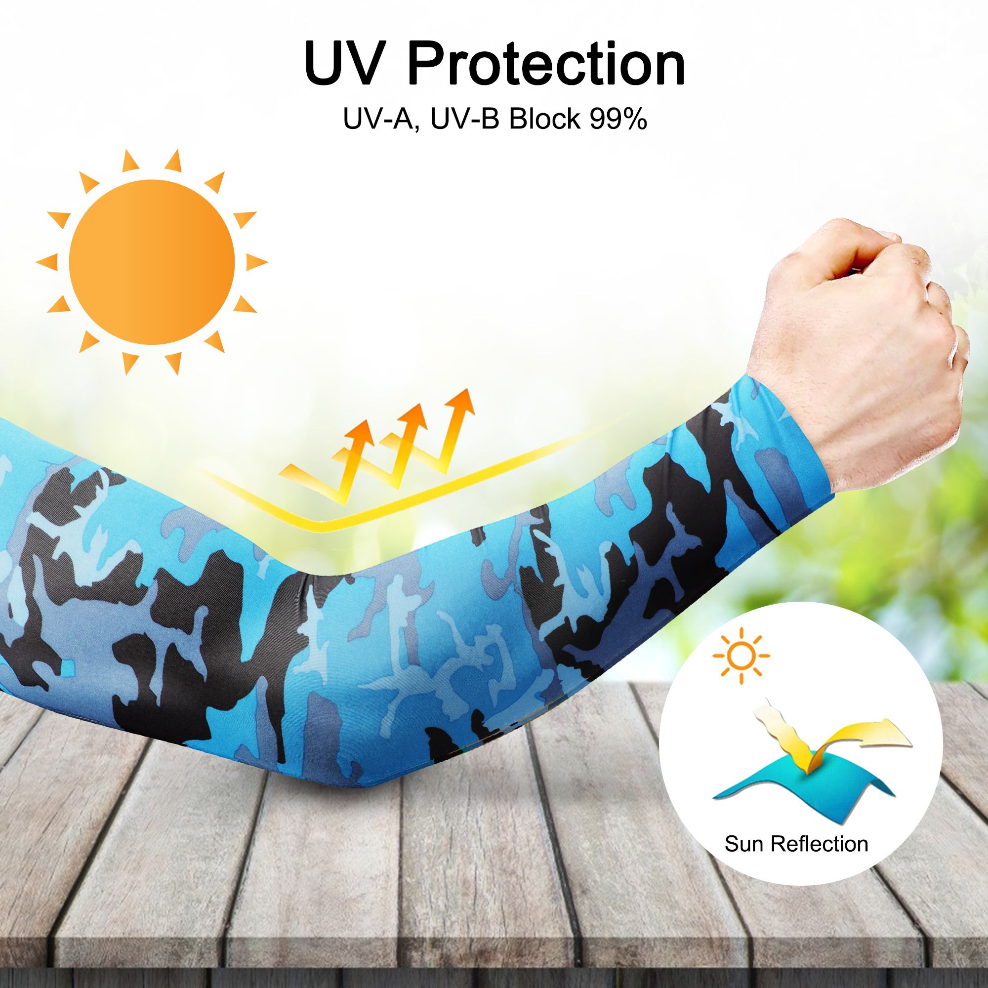 8 Pairs Cooling Arm Sleeves UV Protection Sun Sleeves for Women Men Outdoor Sports Running Golf Cycling (Camouflage Pattern)