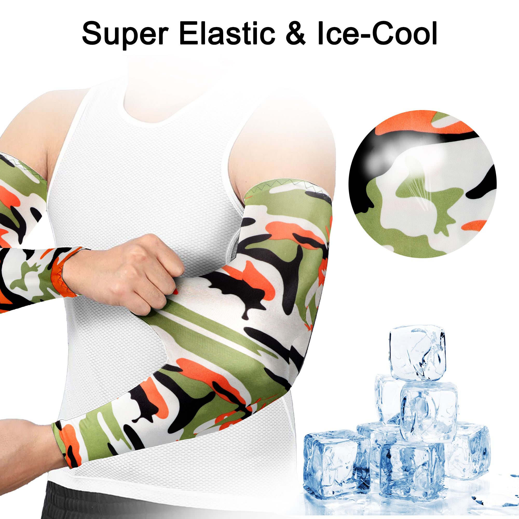 8 Pairs Cooling Arm Sleeves UV Protection Sun Sleeves for Women Men Outdoor Sports Running Golf Cycling (Camouflage Pattern)