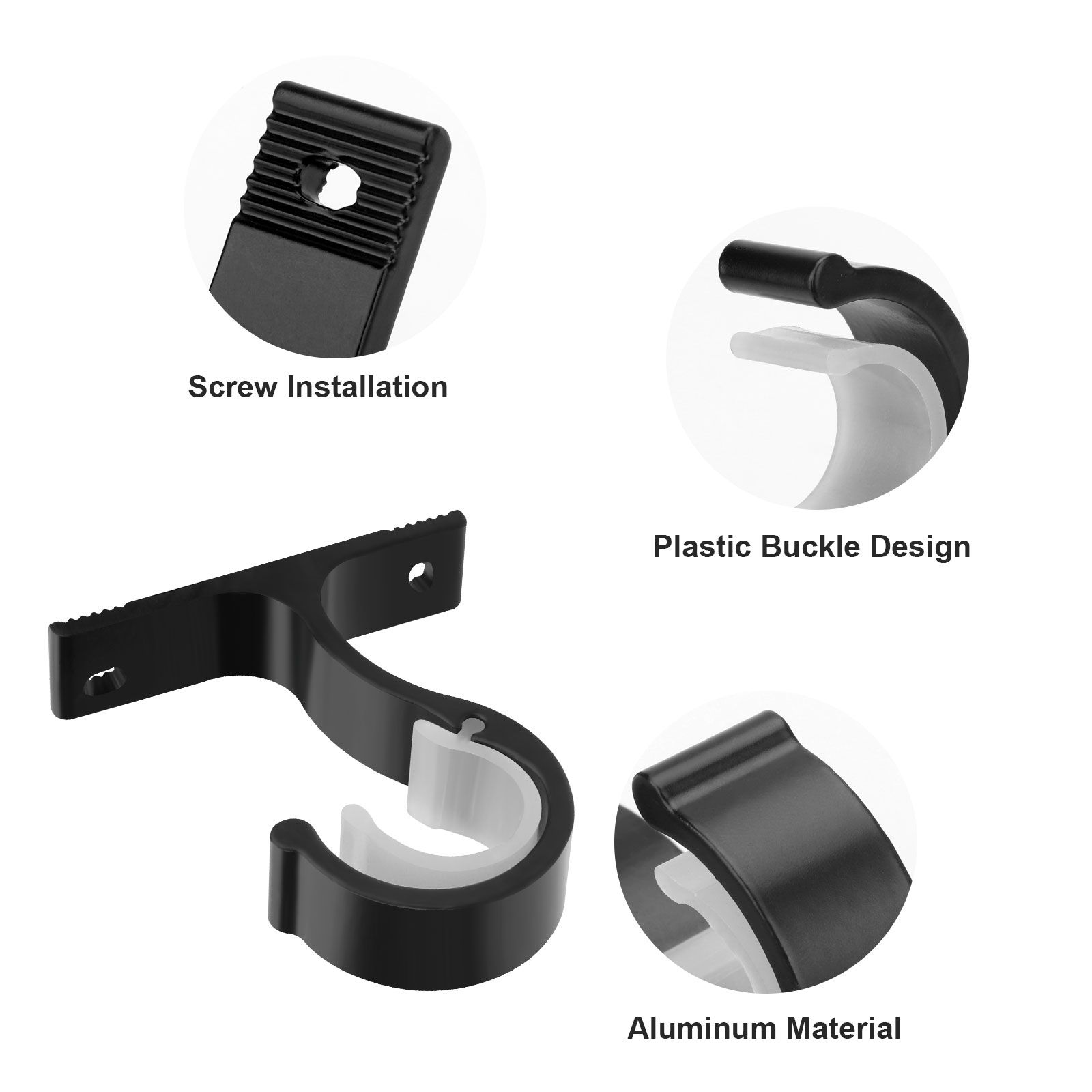 4pcs Curtain Rod Bracket, Heavy Duty Curtain Rod Holders, Wall Mounted Curtain Rod Hooks