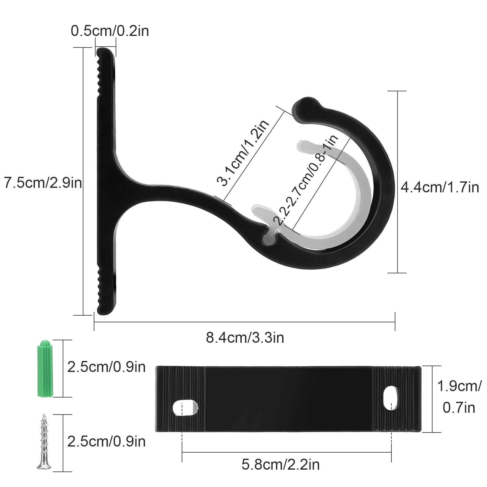 4pcs Curtain Rod Bracket, Heavy Duty Curtain Rod Holders, Wall Mounted Curtain Rod Hooks