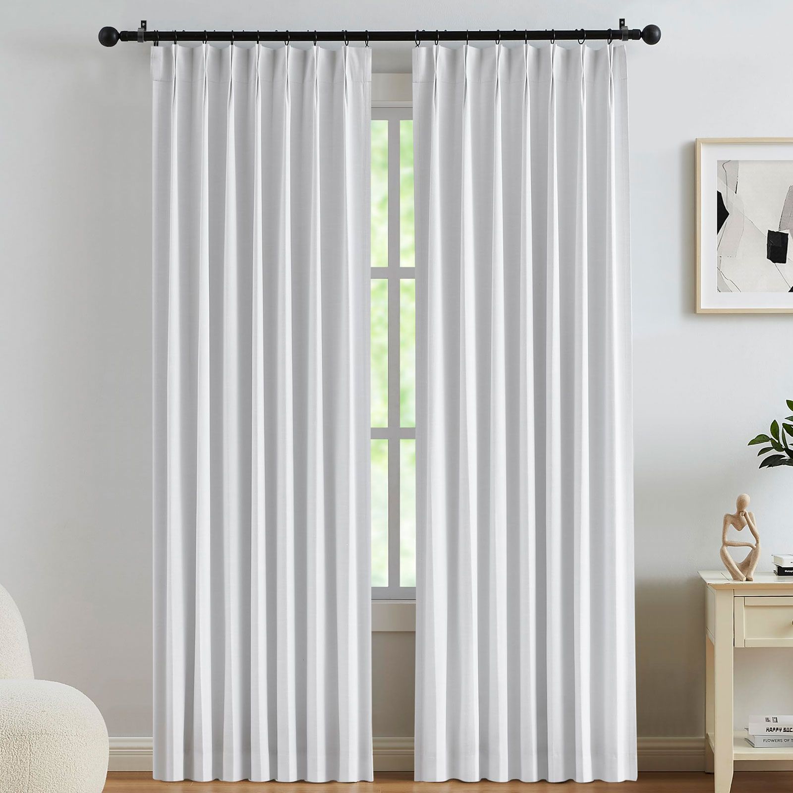 4pcs Curtain Rod Bracket, Heavy Duty Curtain Rod Holders, Wall Mounted Curtain Rod Hooks