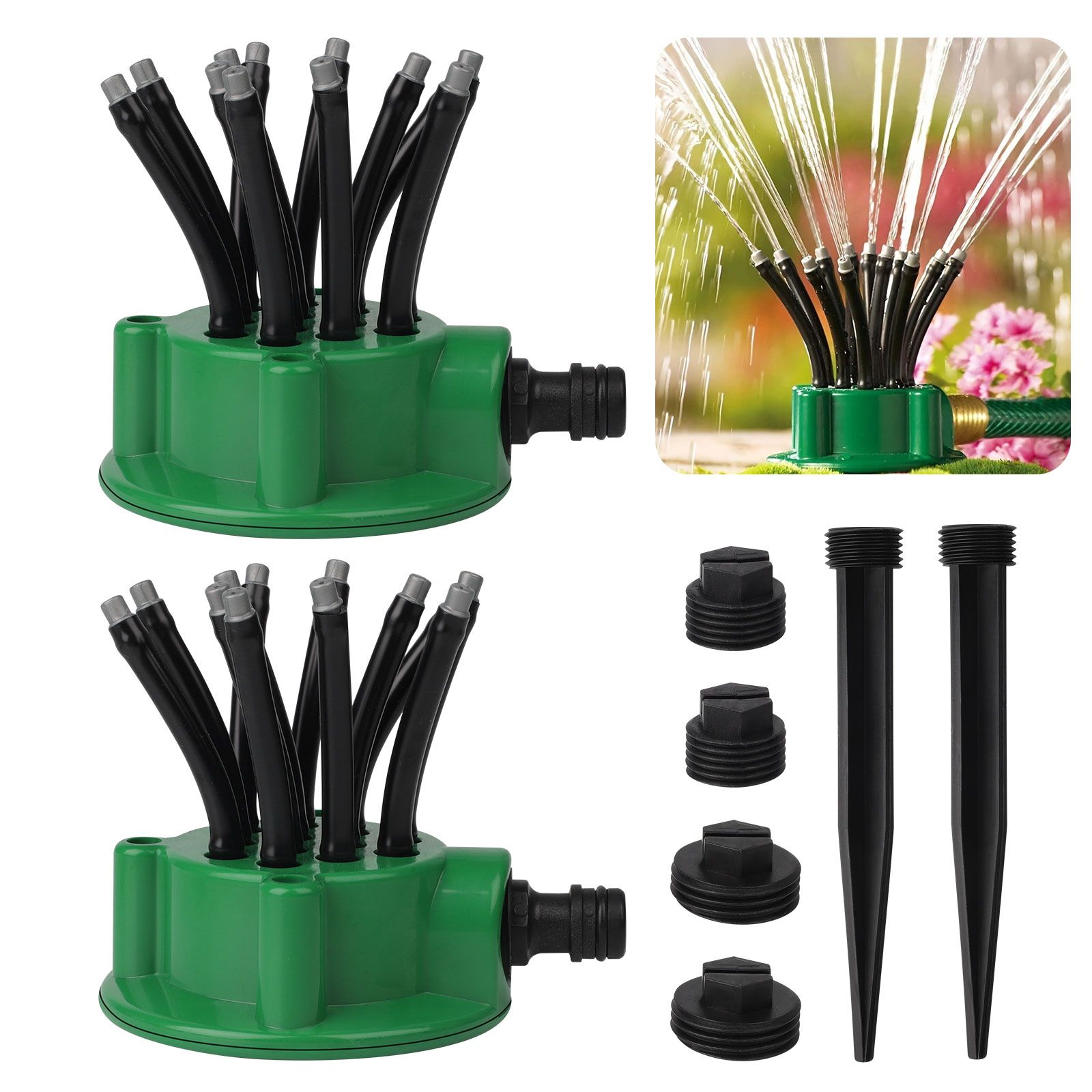 2pcs Garden Sprinkler, Flexible Small 360° Adjustable Irrigation Watering System for Yard Lawns