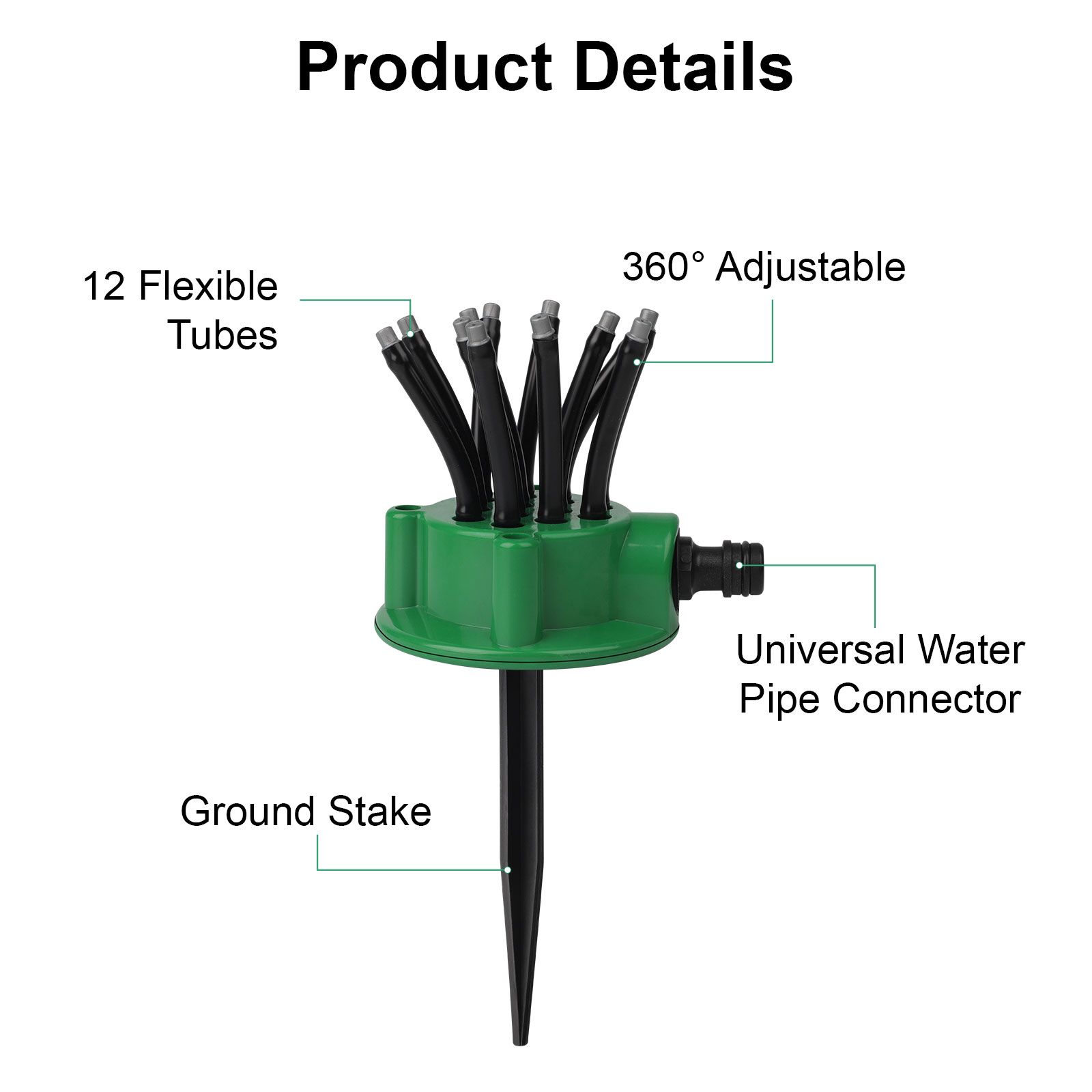 2pcs Garden Sprinkler, Flexible Small 360° Adjustable Irrigation Watering System for Yard Lawns