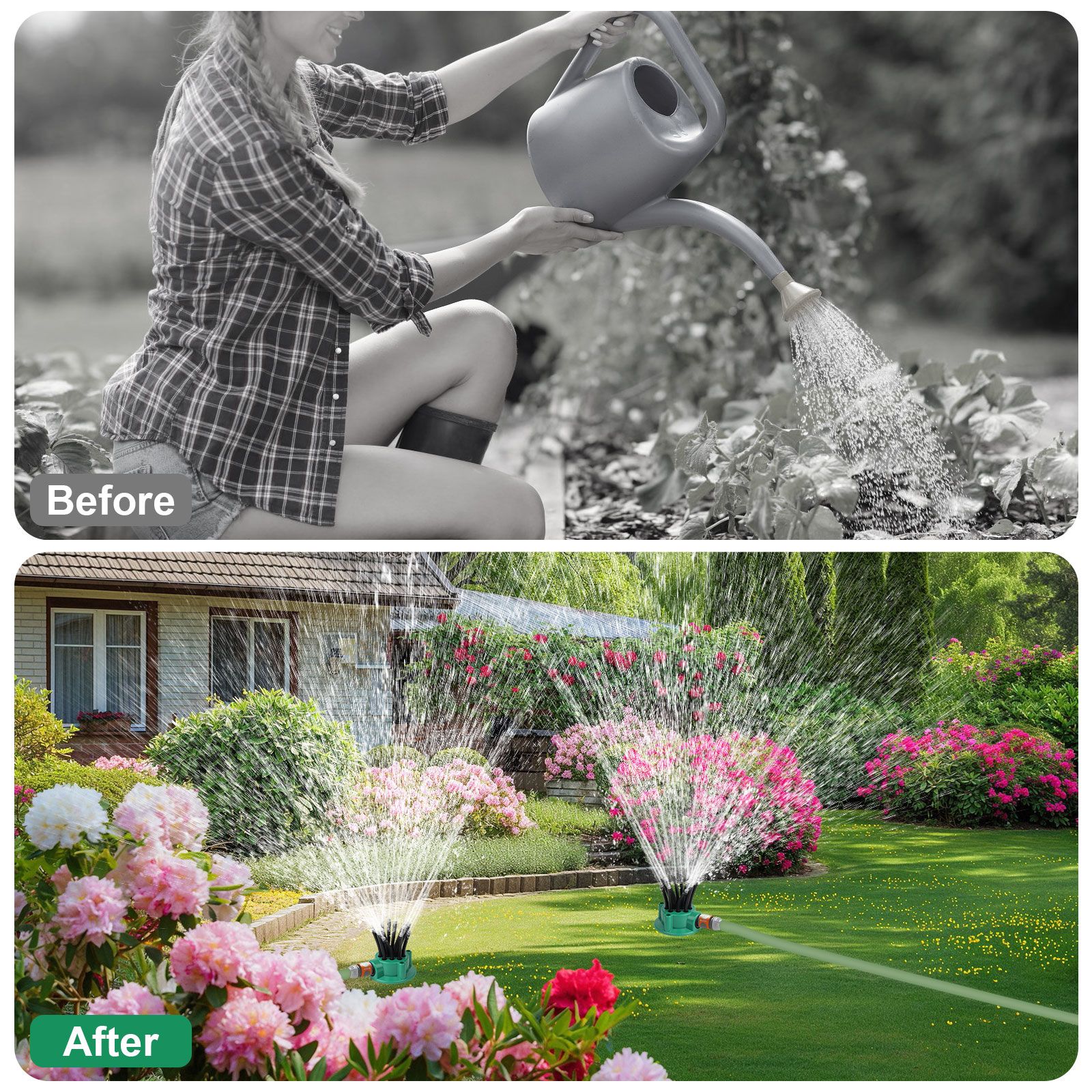 2pcs Garden Sprinkler, Flexible Small 360° Adjustable Irrigation Watering System for Yard Lawns