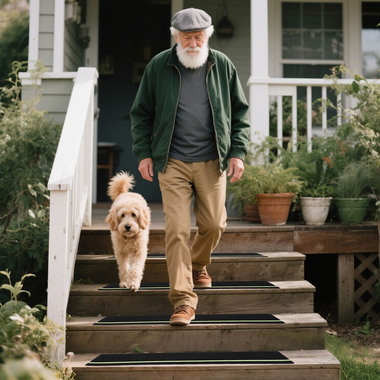 5pcs Anti Slip Grip Tape, Non-slip Traction Treads with Glow in the Dark Stripe, Heavy Duty Traction for Steps, Staircase, Deck