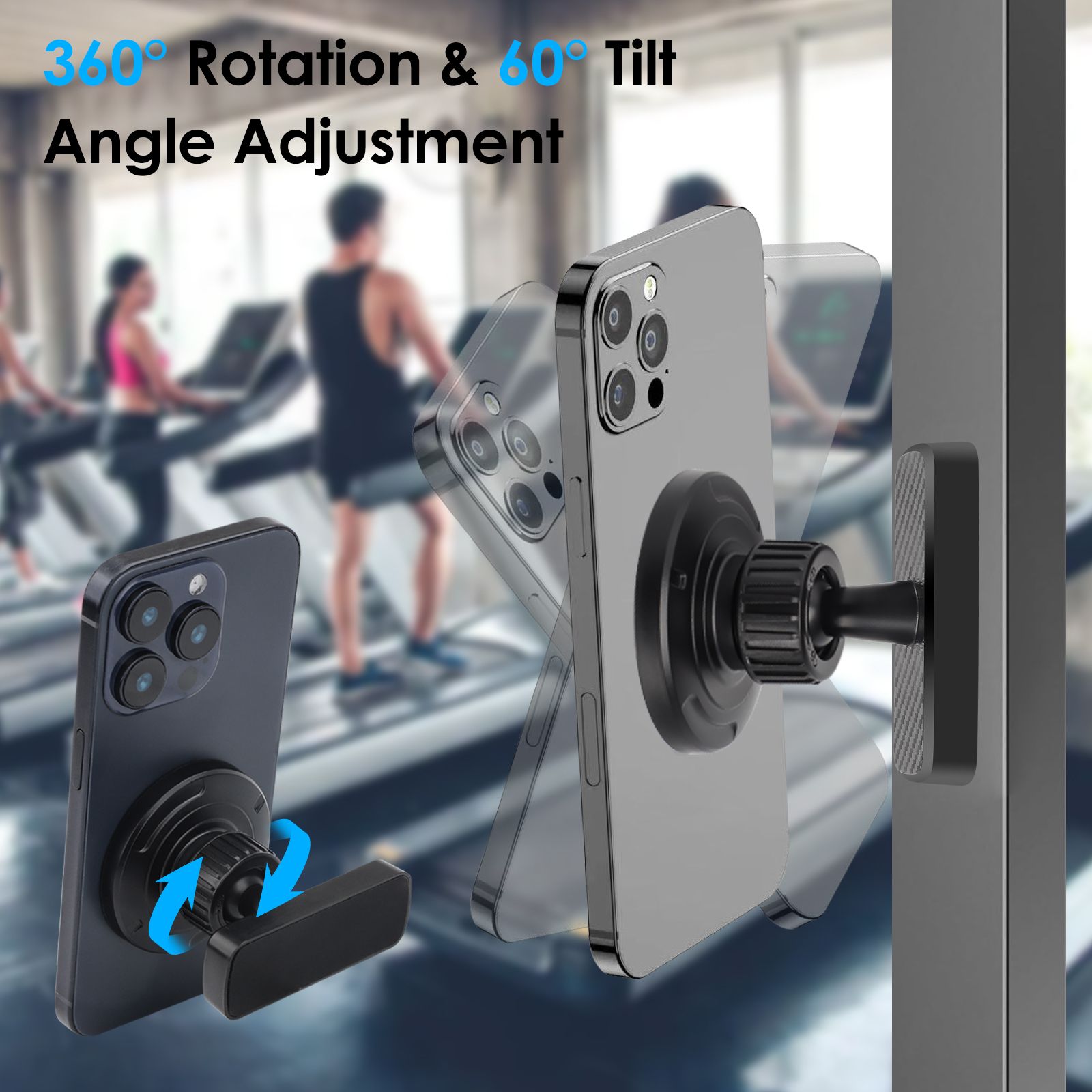 Magnetic Phone Holder for Golf Cart, Strong MagSafe Car Mount Fit for iPhone 12-16, Android, 360° Adjustable Hands-Free Cellphone Stand for Office, Gym, Kitchen Use