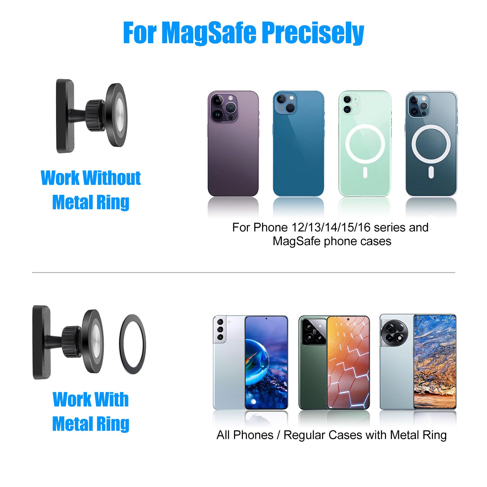 Magnetic Phone Holder for Golf Cart, Strong MagSafe Car Mount Fit for iPhone 12-16, Android, 360° Adjustable Hands-Free Cellphone Stand for Office, Gym, Kitchen Use