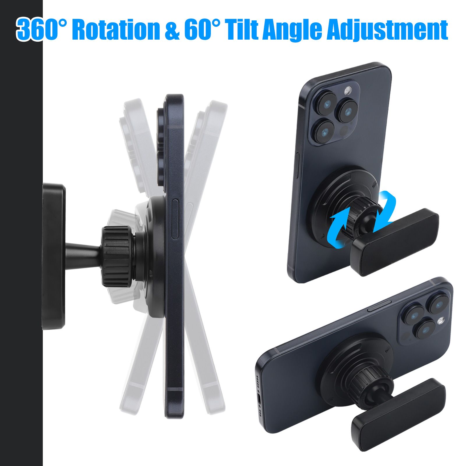 Magnetic Phone Holder for Golf Cart, Strong MagSafe Car Mount Fit for iPhone 12-16, Android, 360° Adjustable Hands-Free Cellphone Stand for Office, Gym, Kitchen Use