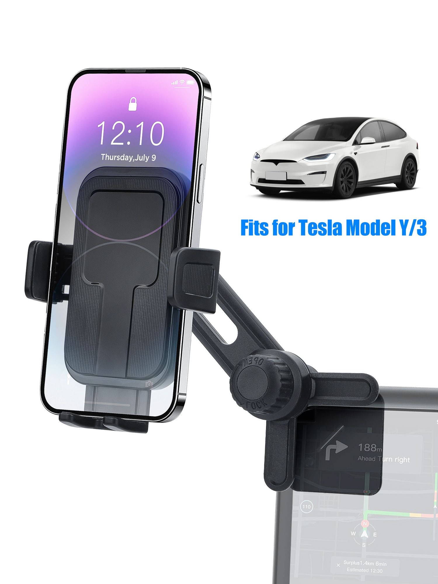 Universal Car Phone Holder for Tesla Model 3/Model Y/Cybertruck Screen, Rotate 360 ° Phone Holder Mount Fit for All iPhone & Android Phones