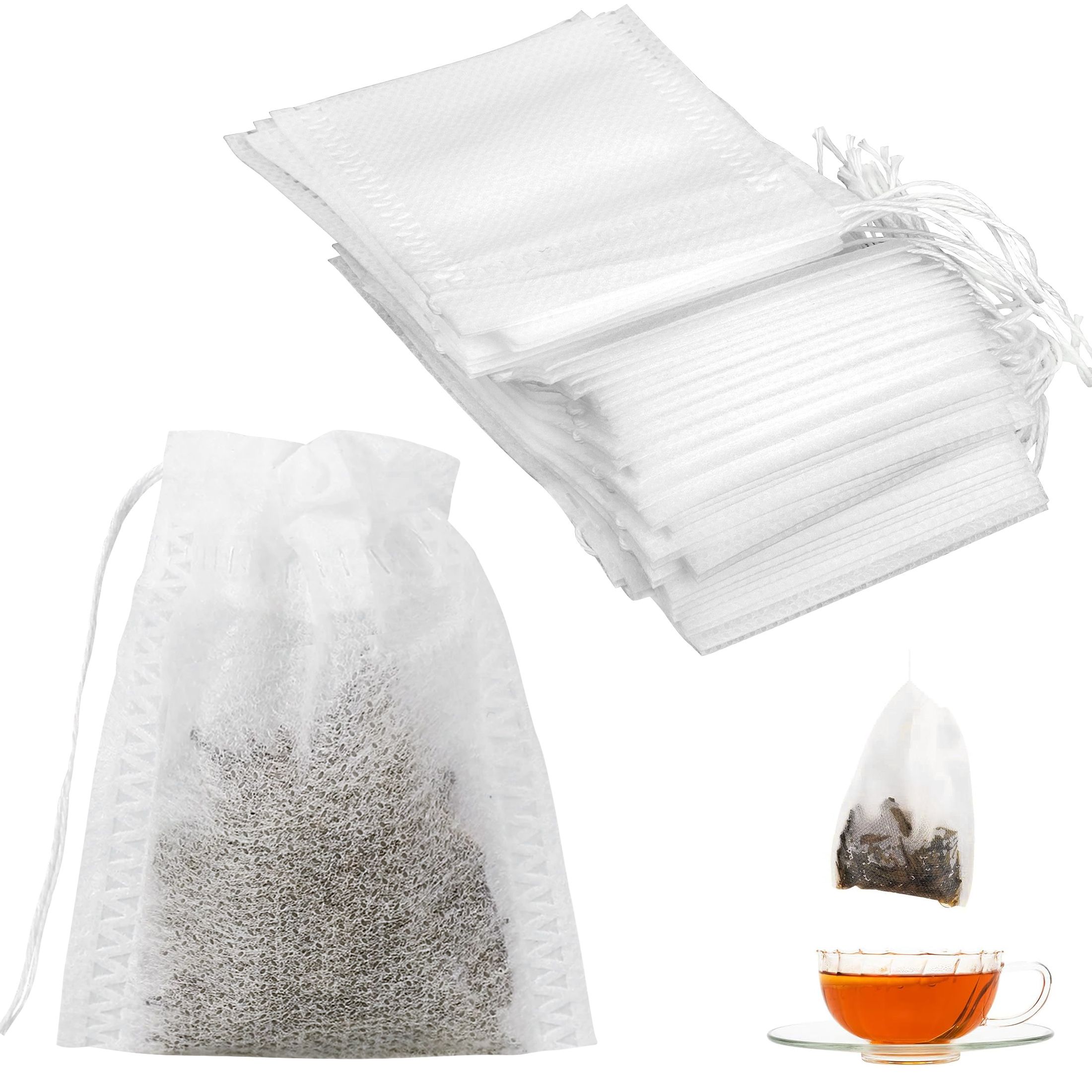 500pcs Disposable Empty Tea Bags 5x7cm, Tea Filter Bags for Loose Leaf Tea, Drawstring Seal Tea Infusers