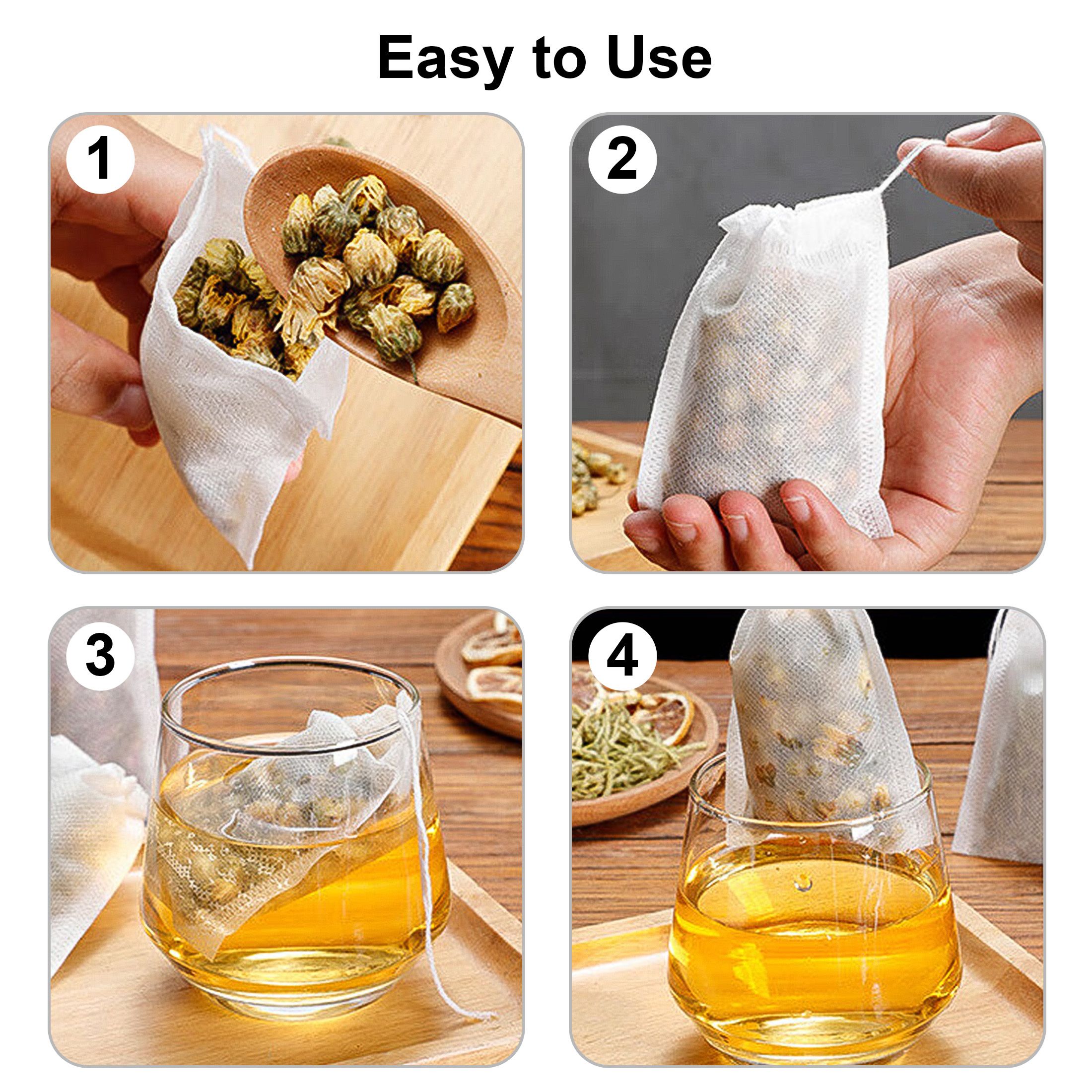 500pcs Disposable Empty Tea Bags 5x7cm, Tea Filter Bags for Loose Leaf Tea, Drawstring Seal Tea Infusers
