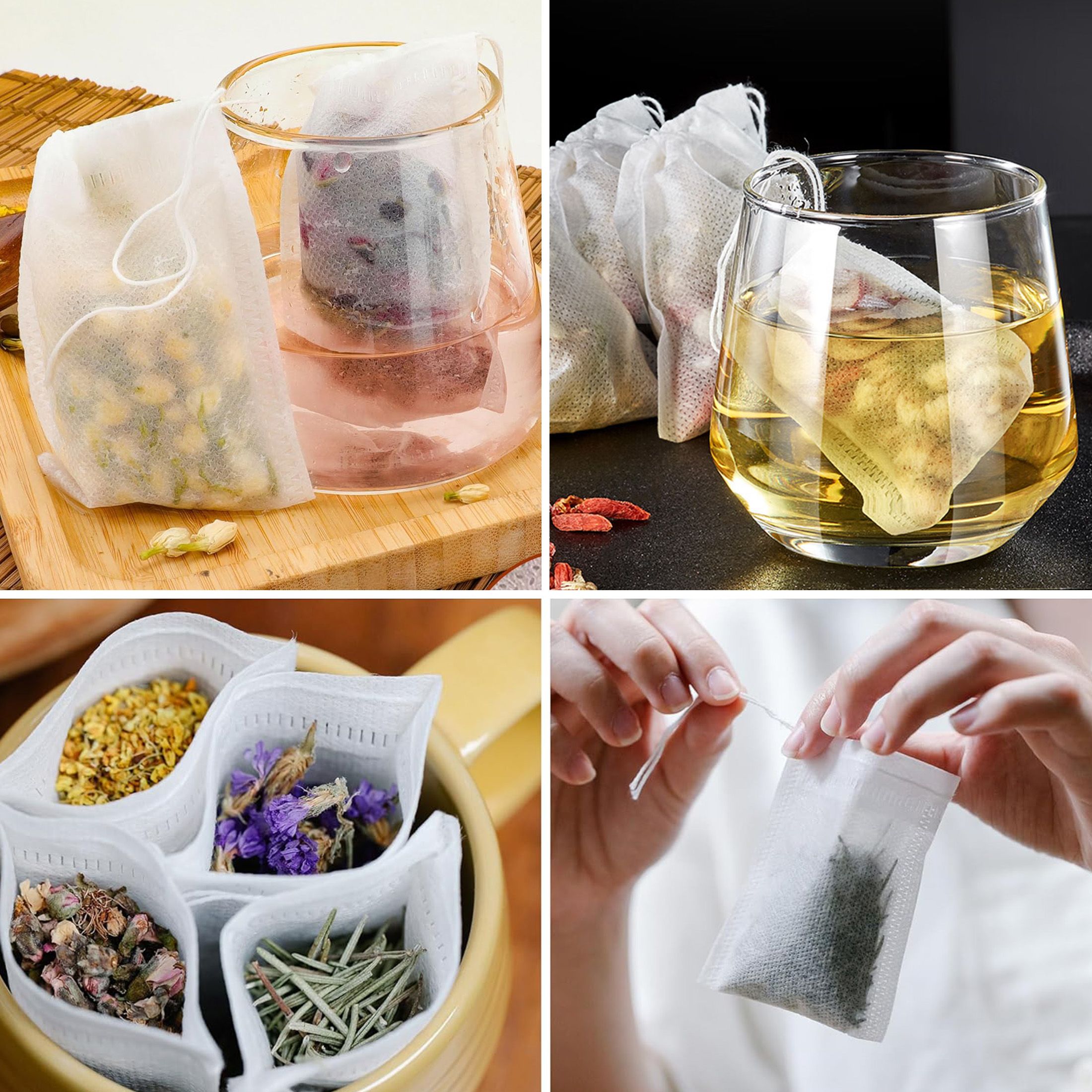 500pcs Disposable Empty Tea Bags 5x7cm, Tea Filter Bags for Loose Leaf Tea, Drawstring Seal Tea Infusers