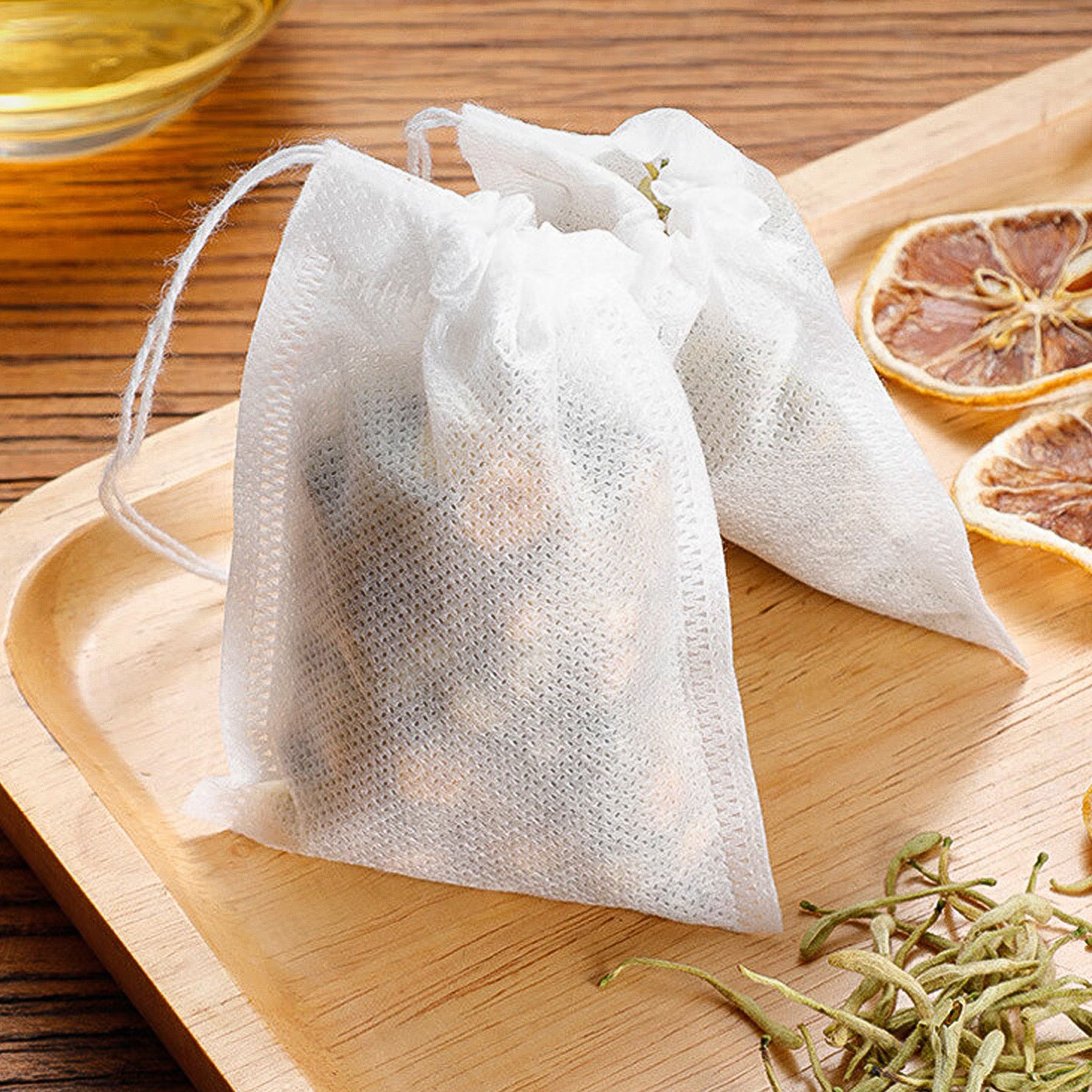 500pcs Disposable Empty Tea Bags 5x7cm, Tea Filter Bags for Loose Leaf Tea, Drawstring Seal Tea Infusers