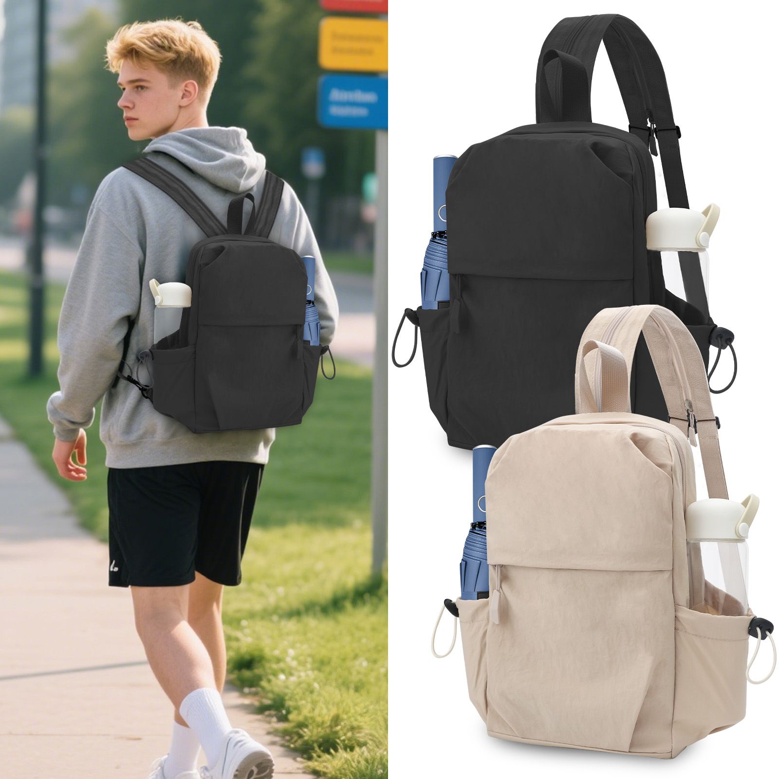 Small Backpack, Lightweight Nylon Daypack for Student Child, Small City Pack for Shopping Travel