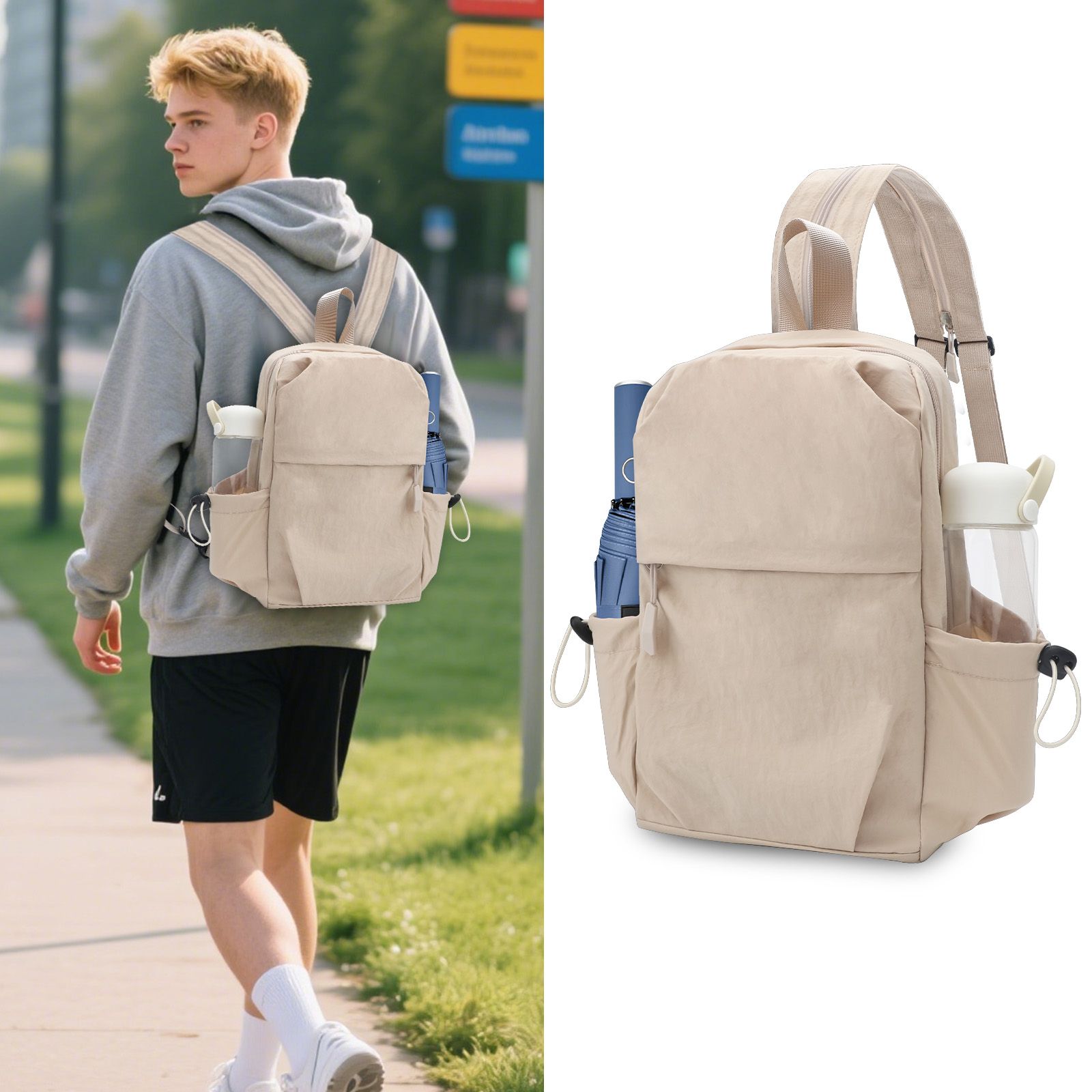 Small Backpack, Lightweight Nylon Daypack for Student Child, Small City Pack for Shopping Travel