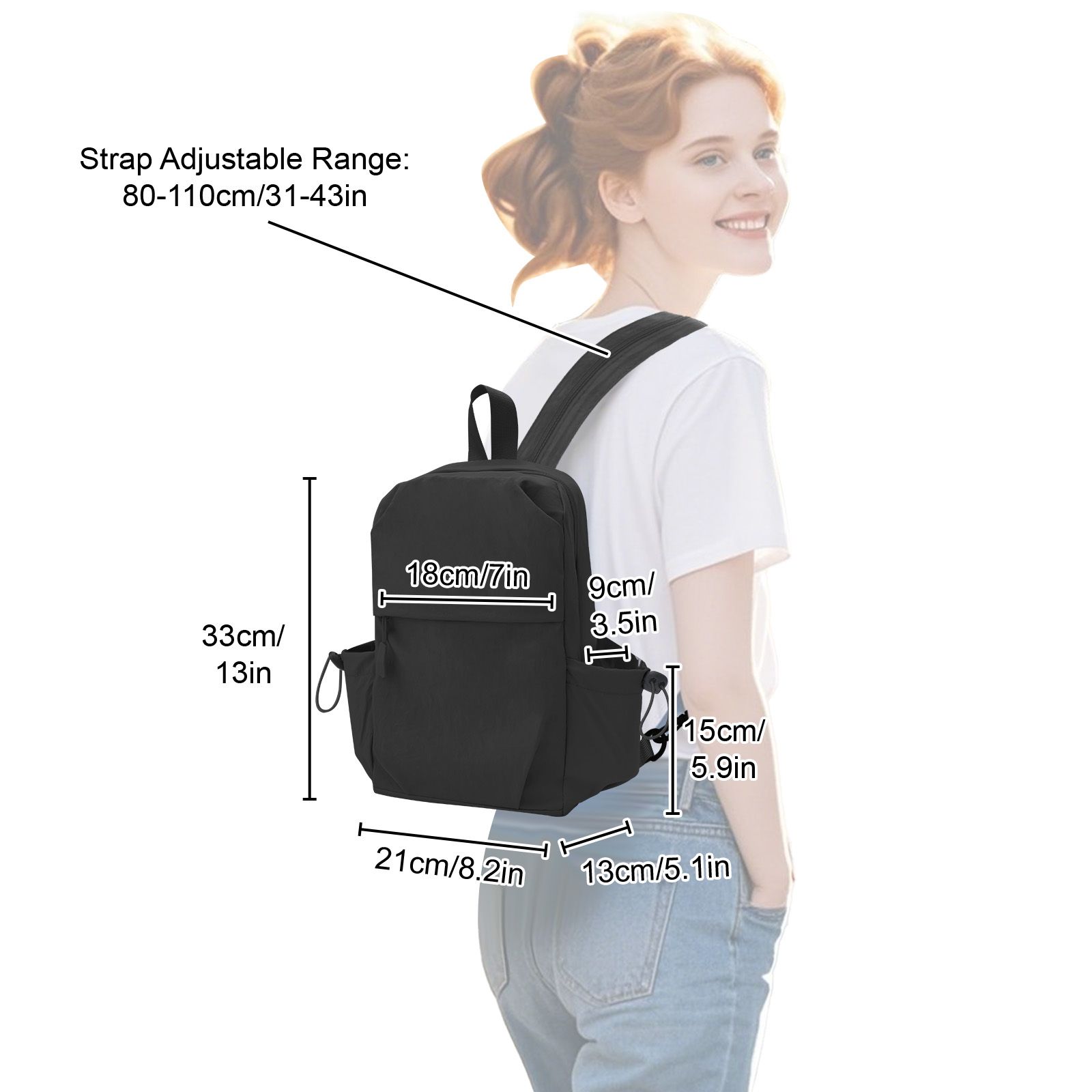 Small Backpack, Lightweight Nylon Daypack for Student Child, Small City Pack for Shopping Travel