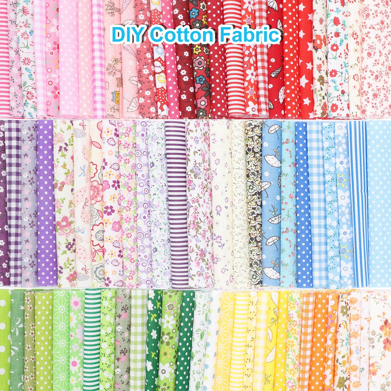 100pcs Printed Cotton Quilting Fabric for Sewing, Crafts, Patchwork, DIY Projects, 6 x 6in/15.2 x 15.2 cm