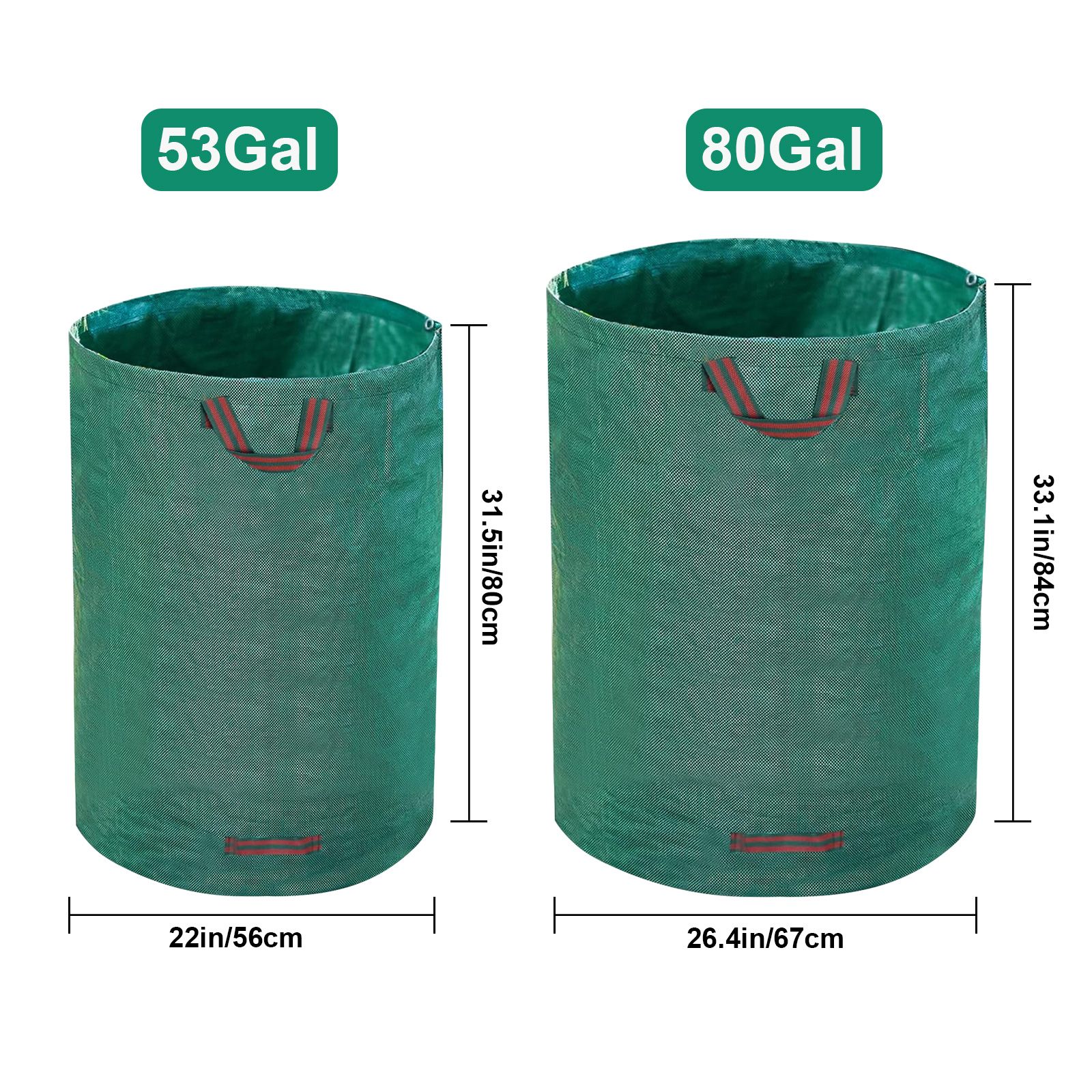 Reusable Yard Waste Bags 300L/200L, Lawn and Leaf Garden Bags with Reinforced Carry Handles, Heavy Duty Garden Camping Recycling Trash Bags