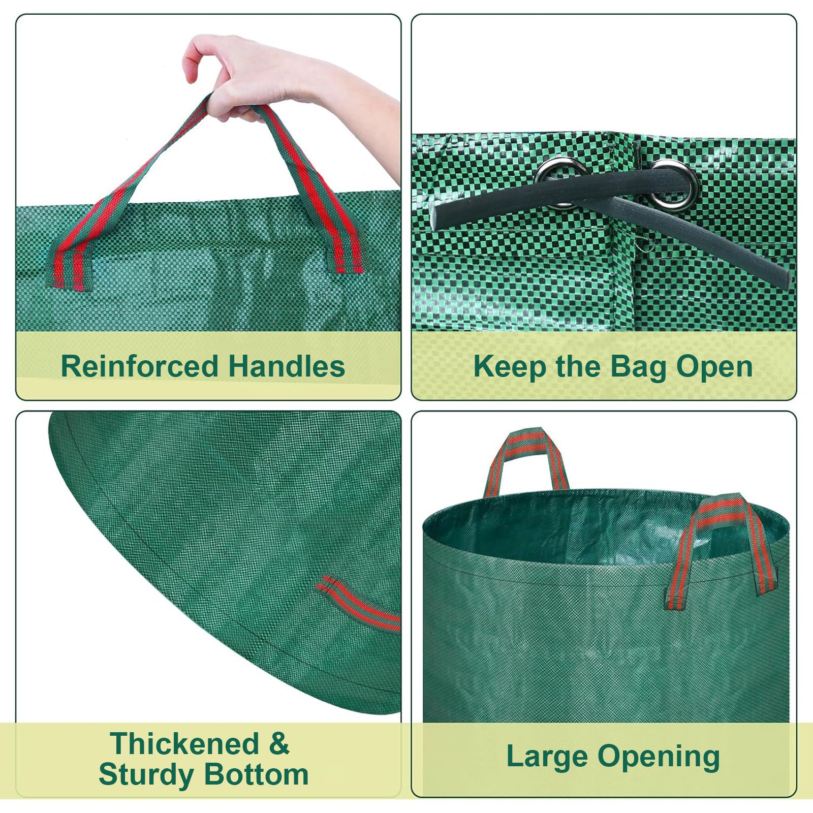 Reusable Yard Waste Bags 300L/200L, Lawn and Leaf Garden Bags with Reinforced Carry Handles, Heavy Duty Garden Camping Recycling Trash Bags