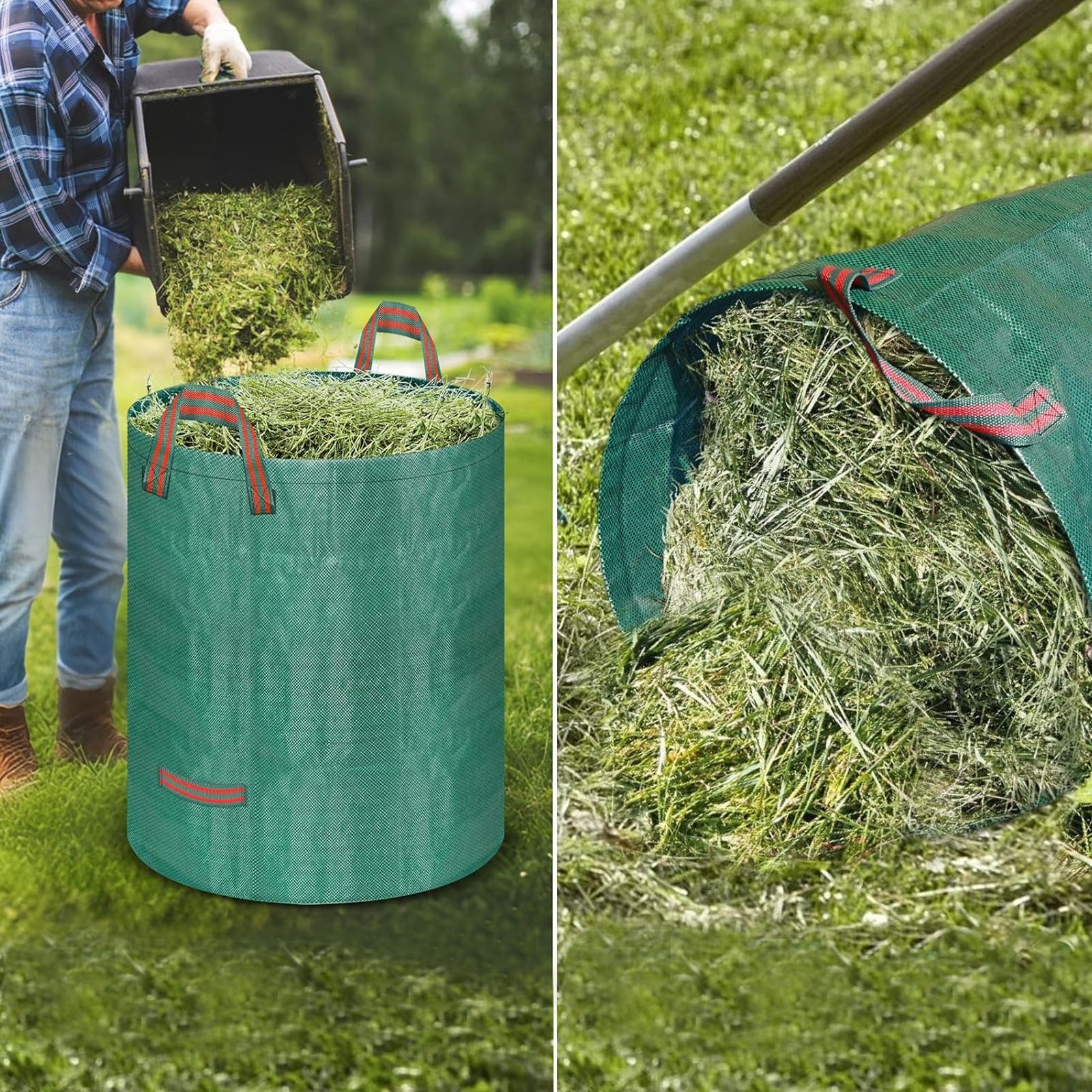 Reusable Yard Waste Bags 300L/200L, Lawn and Leaf Garden Bags with Reinforced Carry Handles, Heavy Duty Garden Camping Recycling Trash Bags